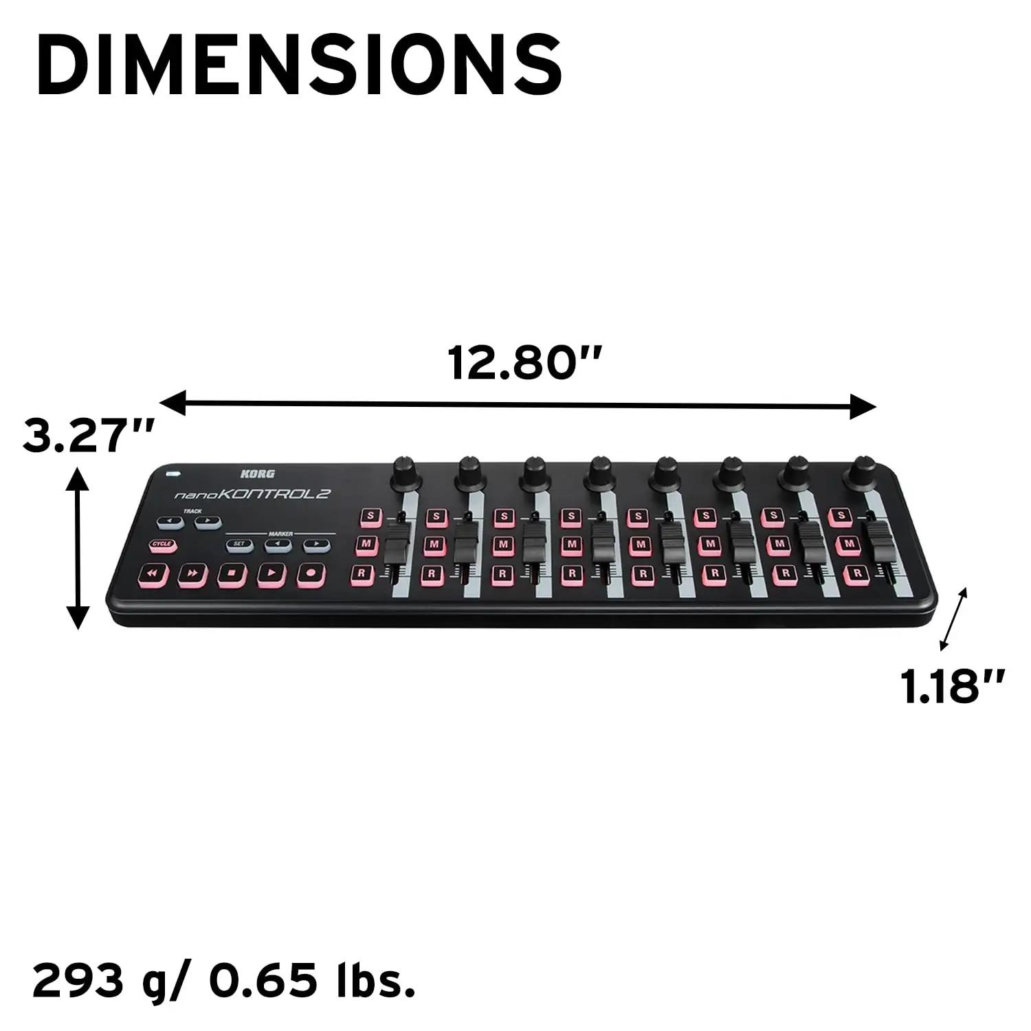 KORG kompaktne must MIDI-kontroller NanoKontrol2 – pakend ja tarvikud