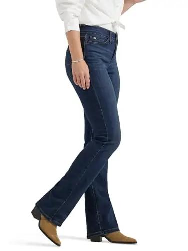 Lee mugav Flex Motion bootcut teksapüksid — elastne materjal ja – detailne vaade