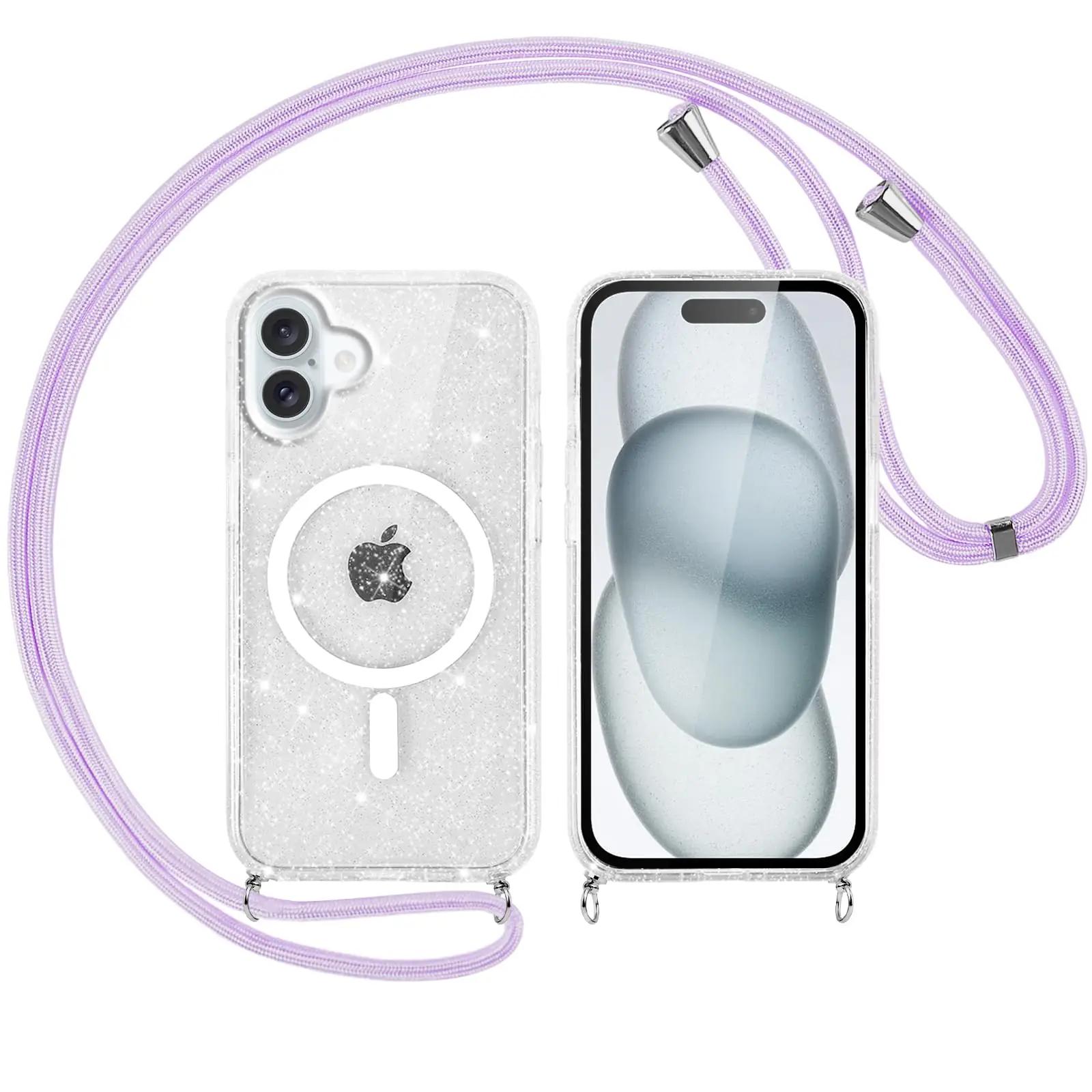 Yoedge läbipaistev gliterkate iPhone 16 jaoks