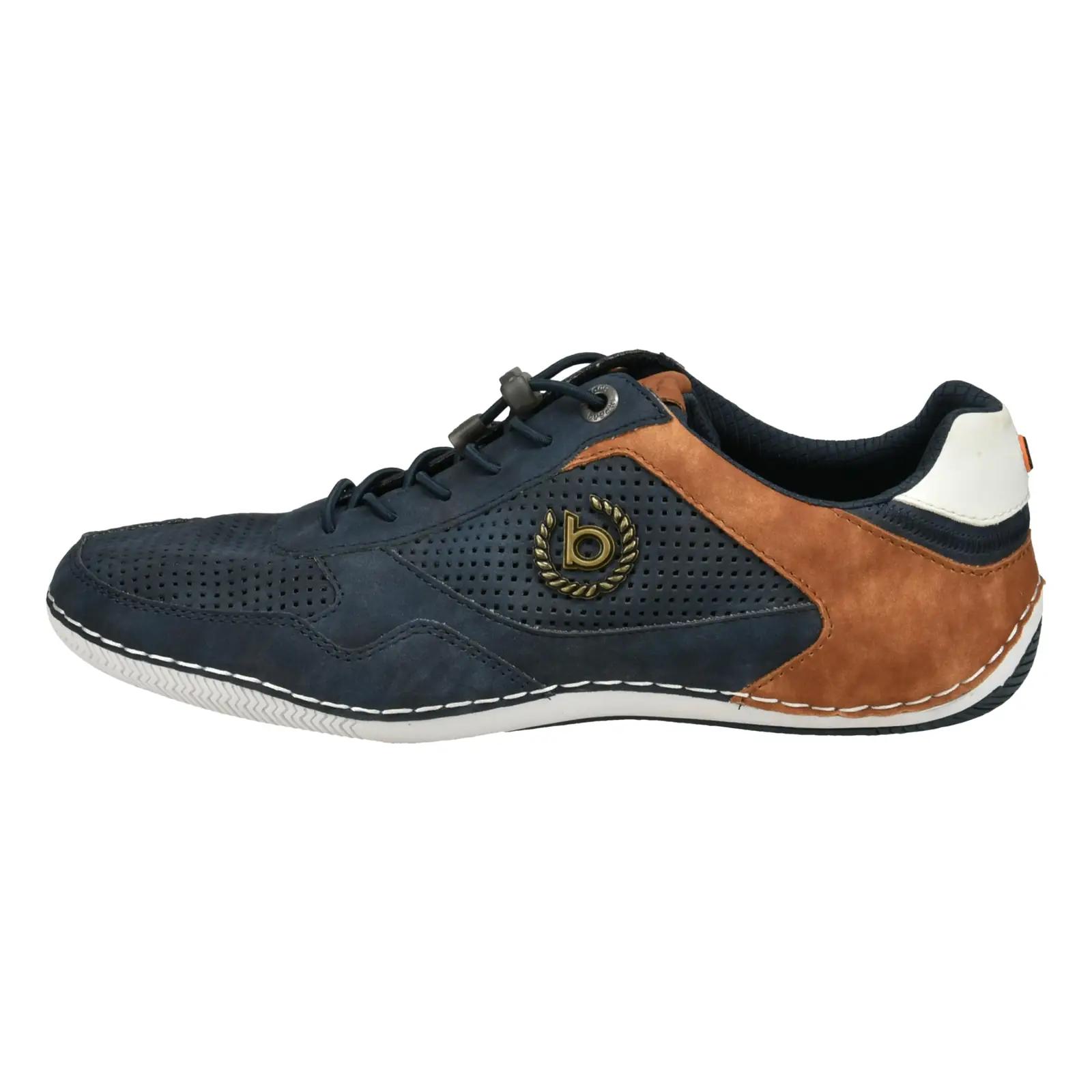 bugatti meeste klassikalised sinised loafer‑mokassiinid – detailne vaade