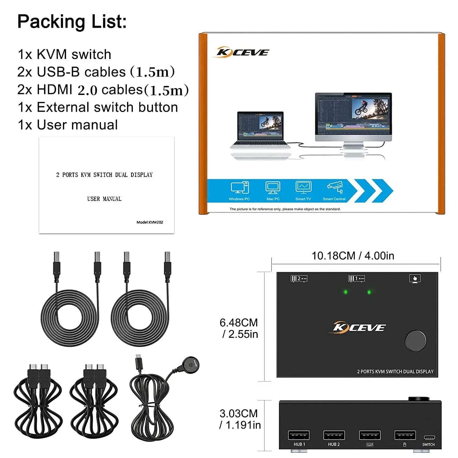 MLEEDA HDMI KVM switch kahe monitori jagamiseks ja töölauaks – pilt 9