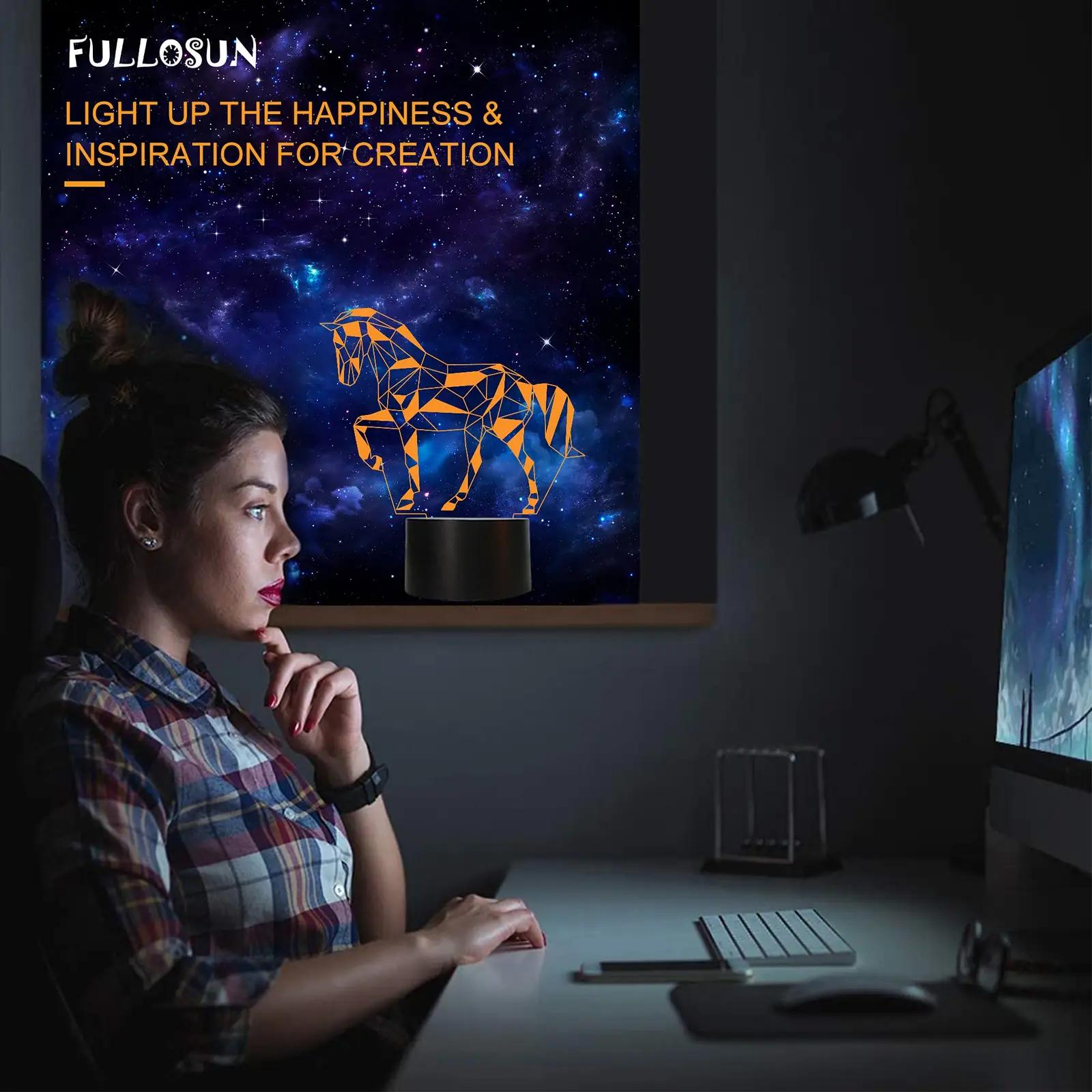 FULLOSUN 3D-öölamp hobune — armas dekoratsioon ja kingiidee – pilt 8