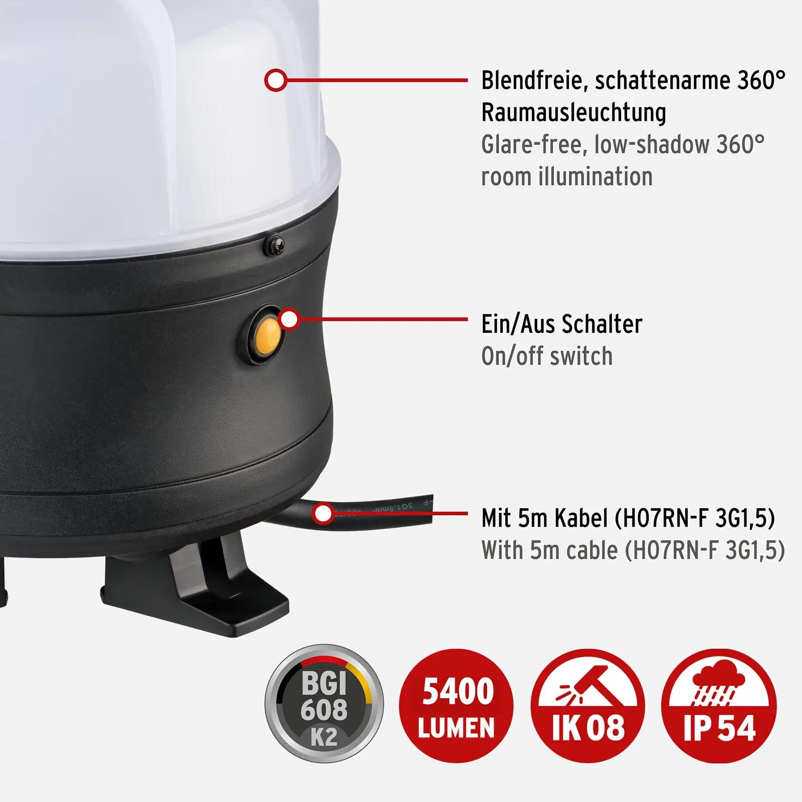 Brennenstuhl vastupidav töövalgusti 50W — tugev valgus ja – detailne vaade