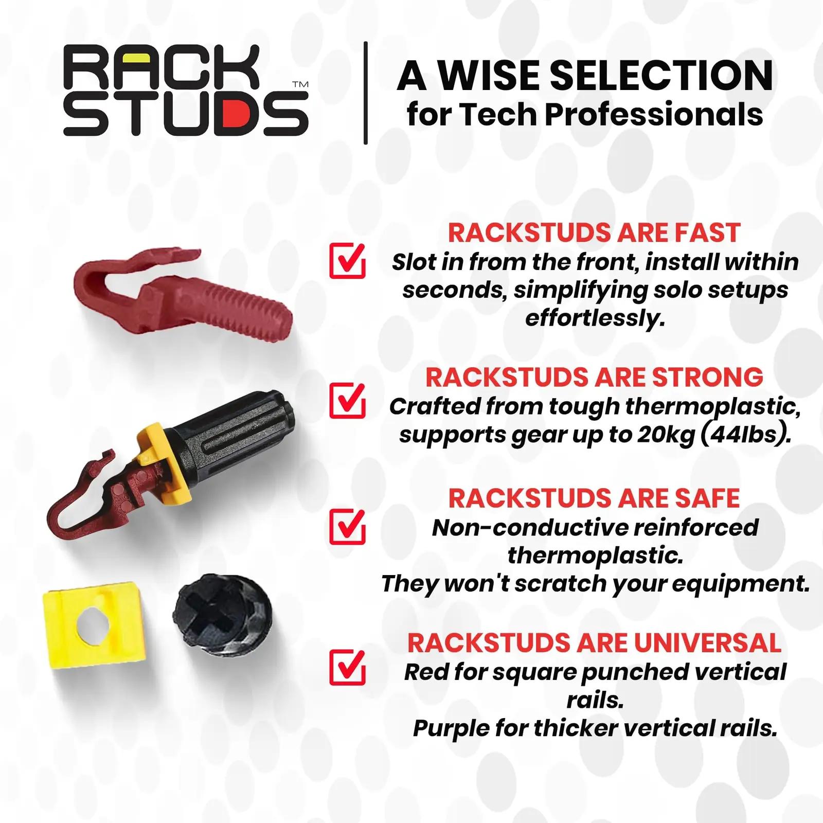 Rackstuds punased rack-kruvid Grivory-materjalist, komplekt – pilt 6