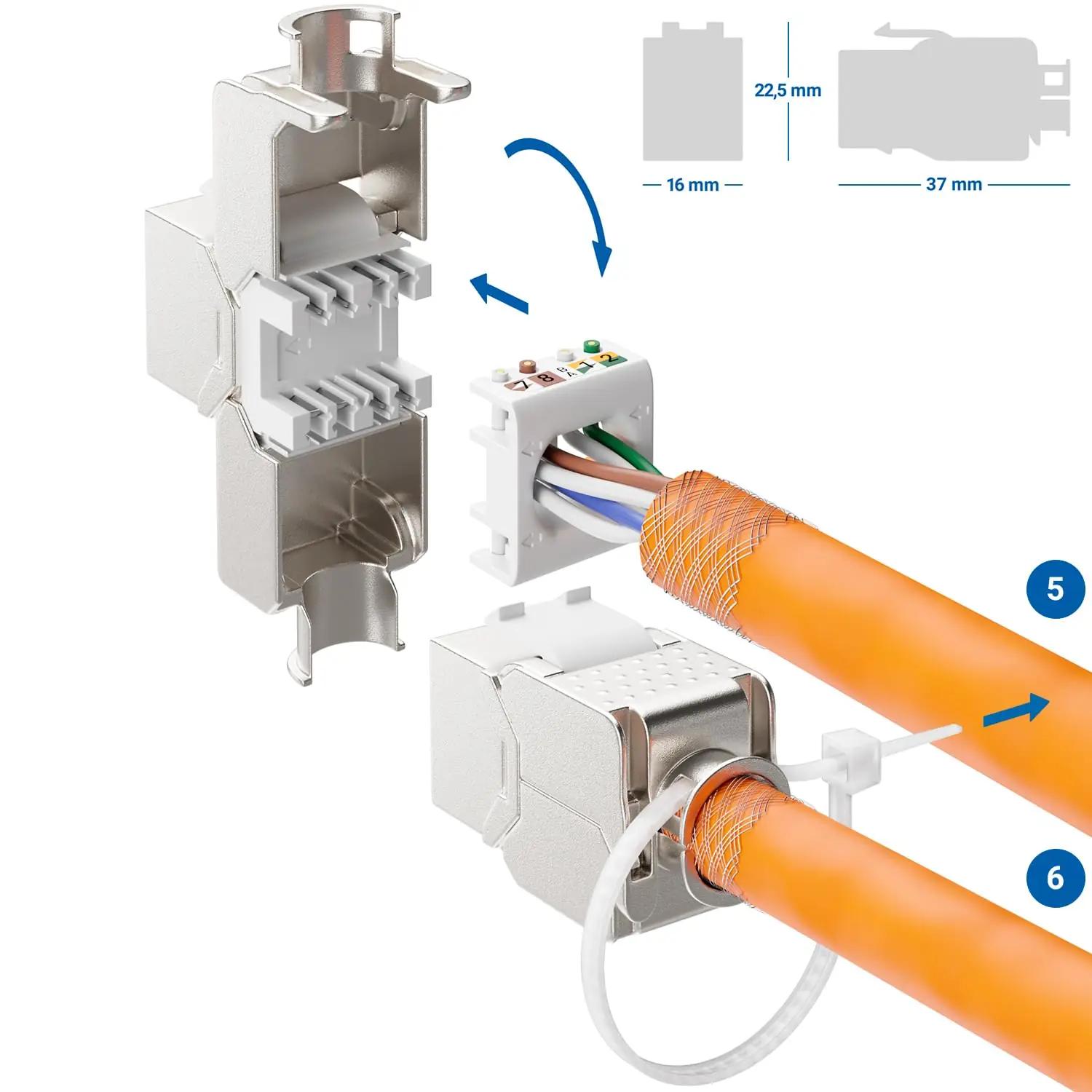 deleyCON kvaliteetne STP CAT6a keystone-komplekt 24 tk – pilt 6