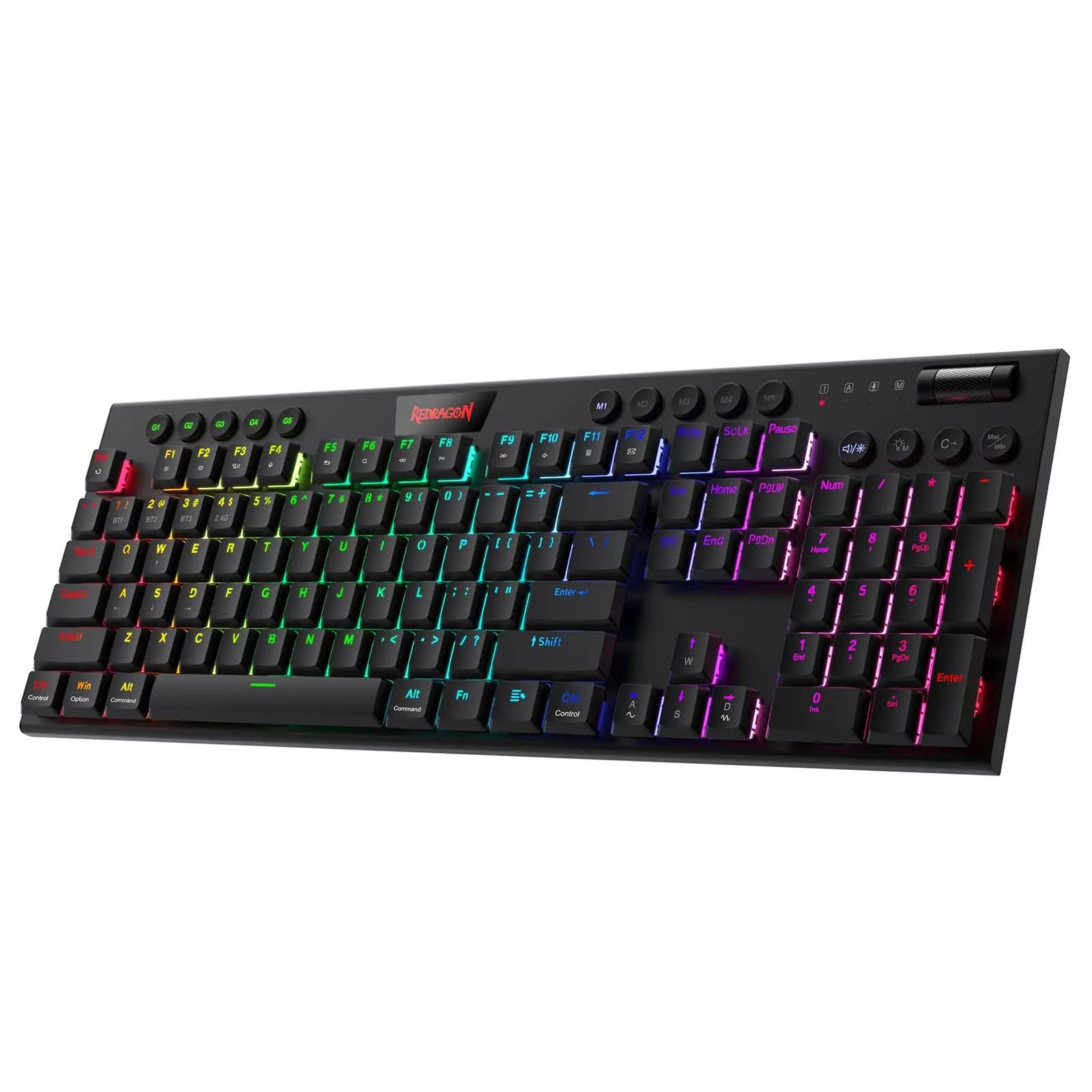 Redragon stiilne mehaaniline K618 klaviatuur – RGB ja tri-režiim