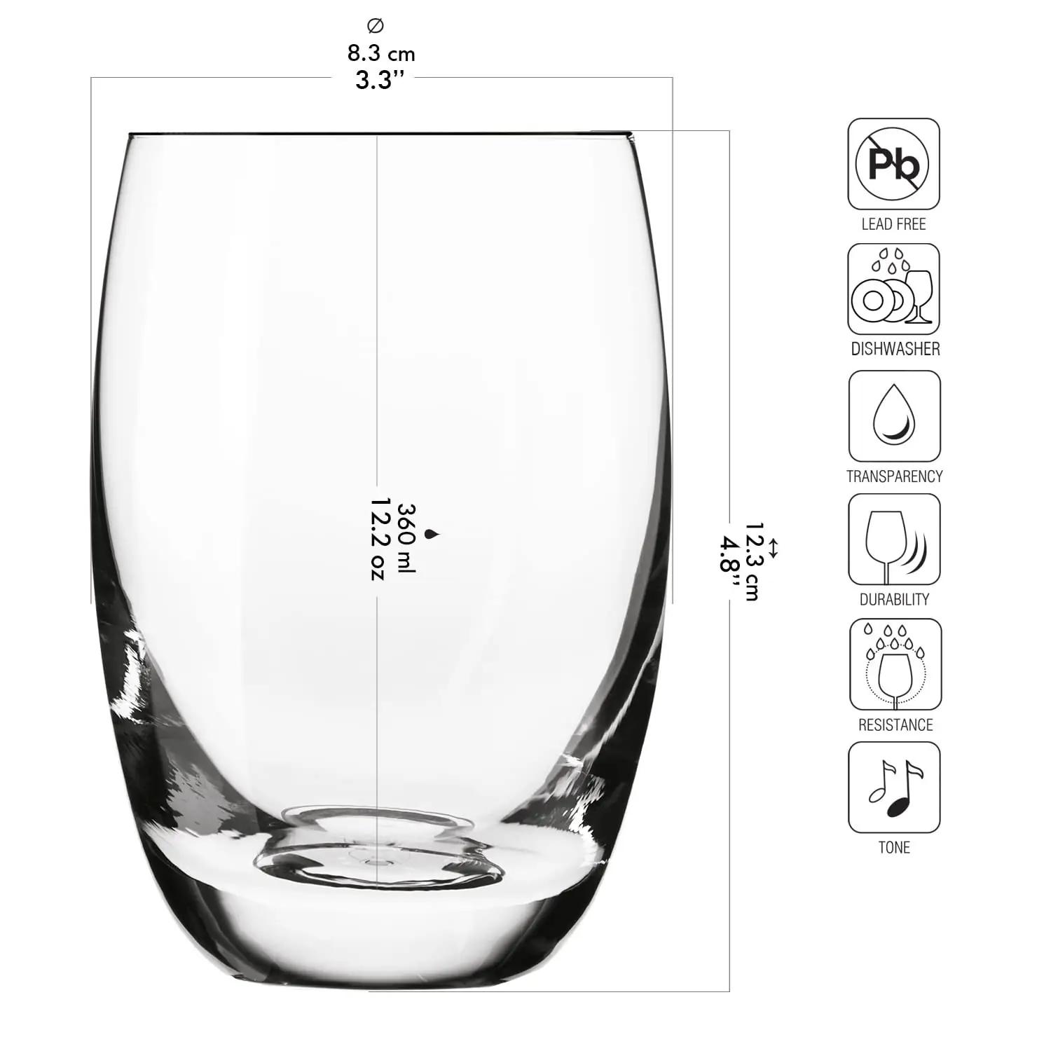 Krosno elegantne klaasikomplekt 360 ml — kodu ja restoranile – detailne vaade
