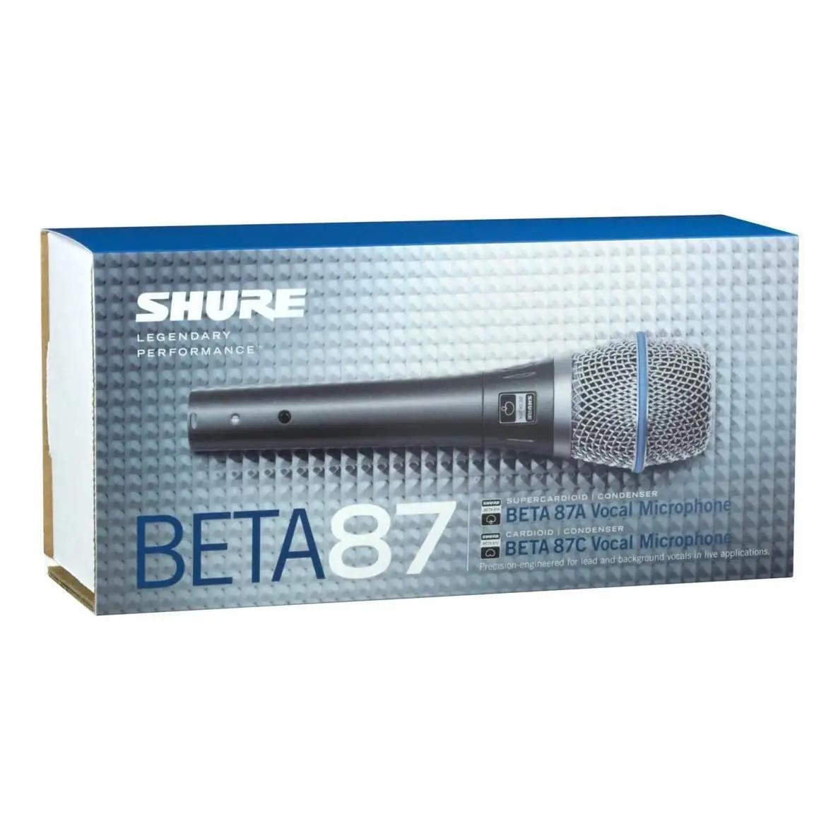 Shure mikrofon Beta87A – professionaalne metallist vokaalmikrofon – pakend ja tarvikud