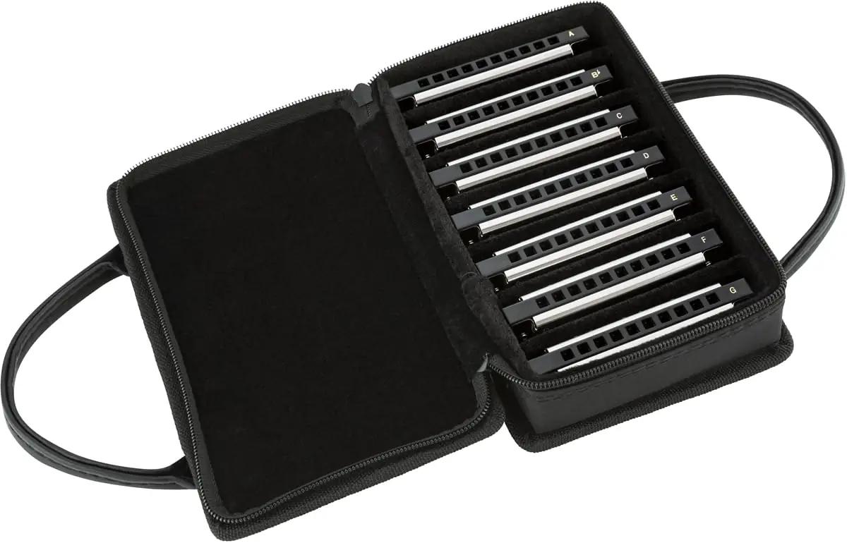 Fender metallist mundharmonika-set – puidude ja puhkpillid – detailne vaade