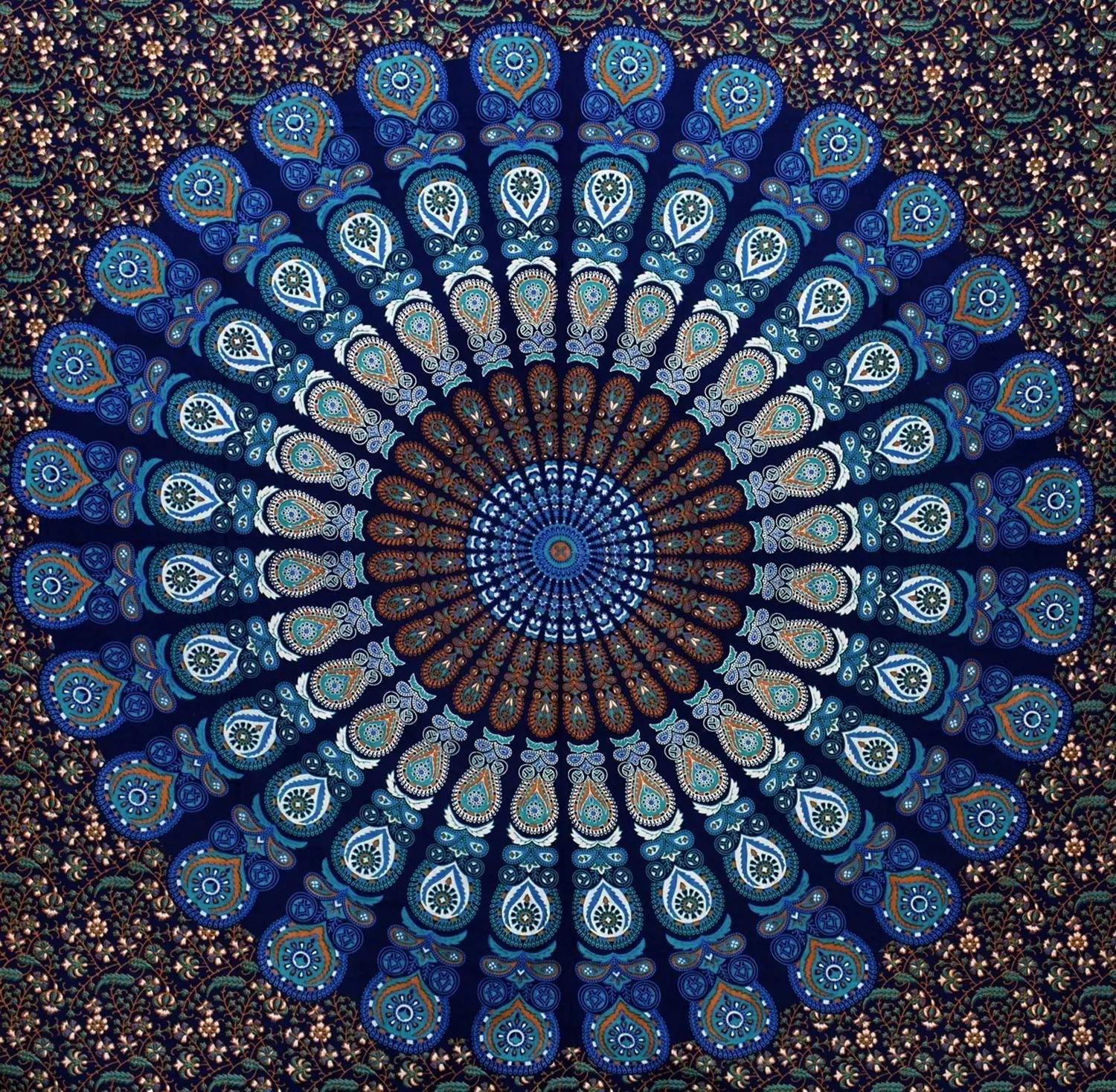 Bless International puuvillane peacock mandala tapeet —