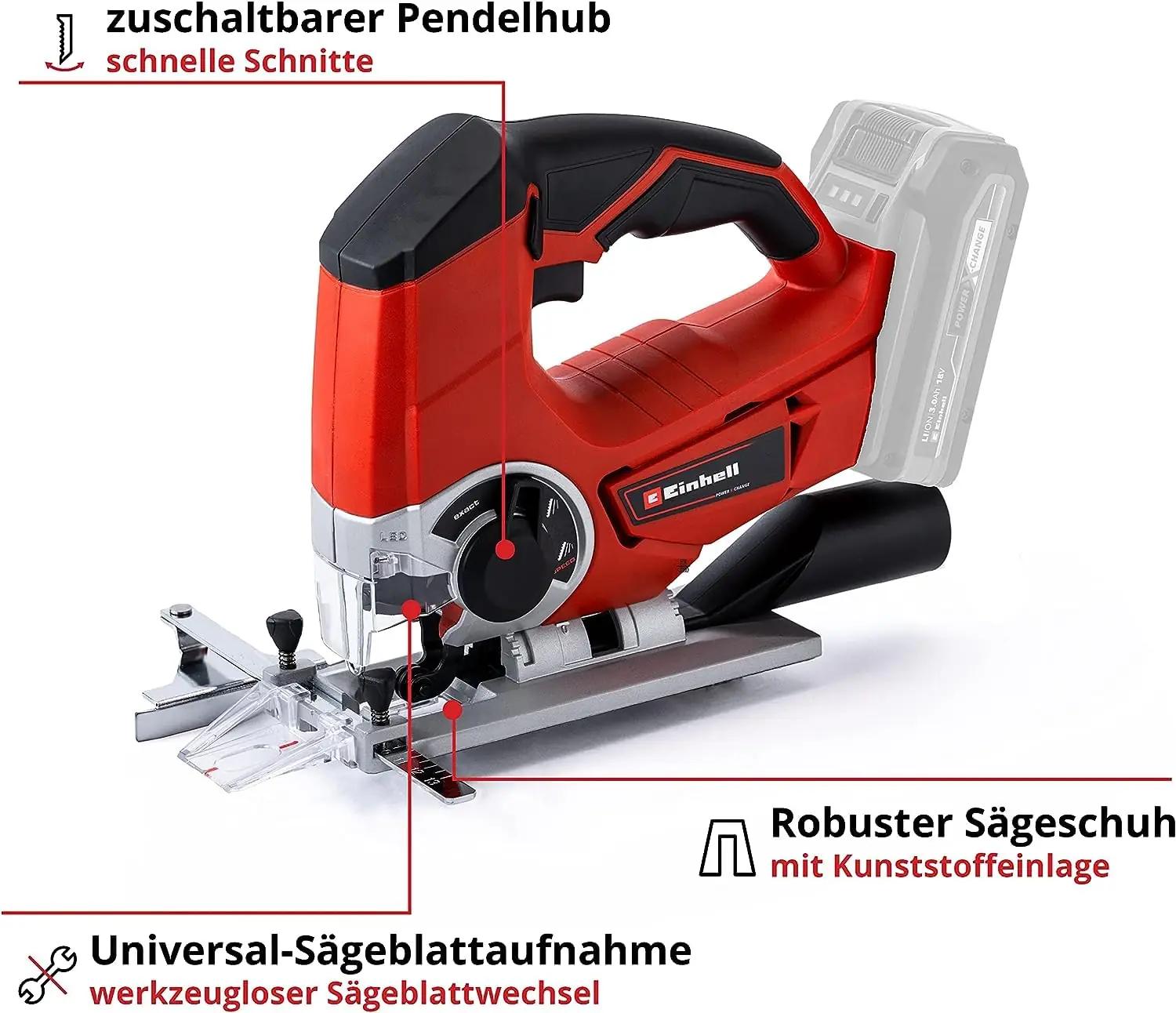 Einhell kvaliteetne akuga saag – täpne lõikamine puidule – pakend ja tarvikud