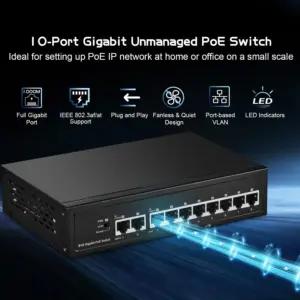 Binardat 10x1G POE arvutitarvikud – detailne lähivaade