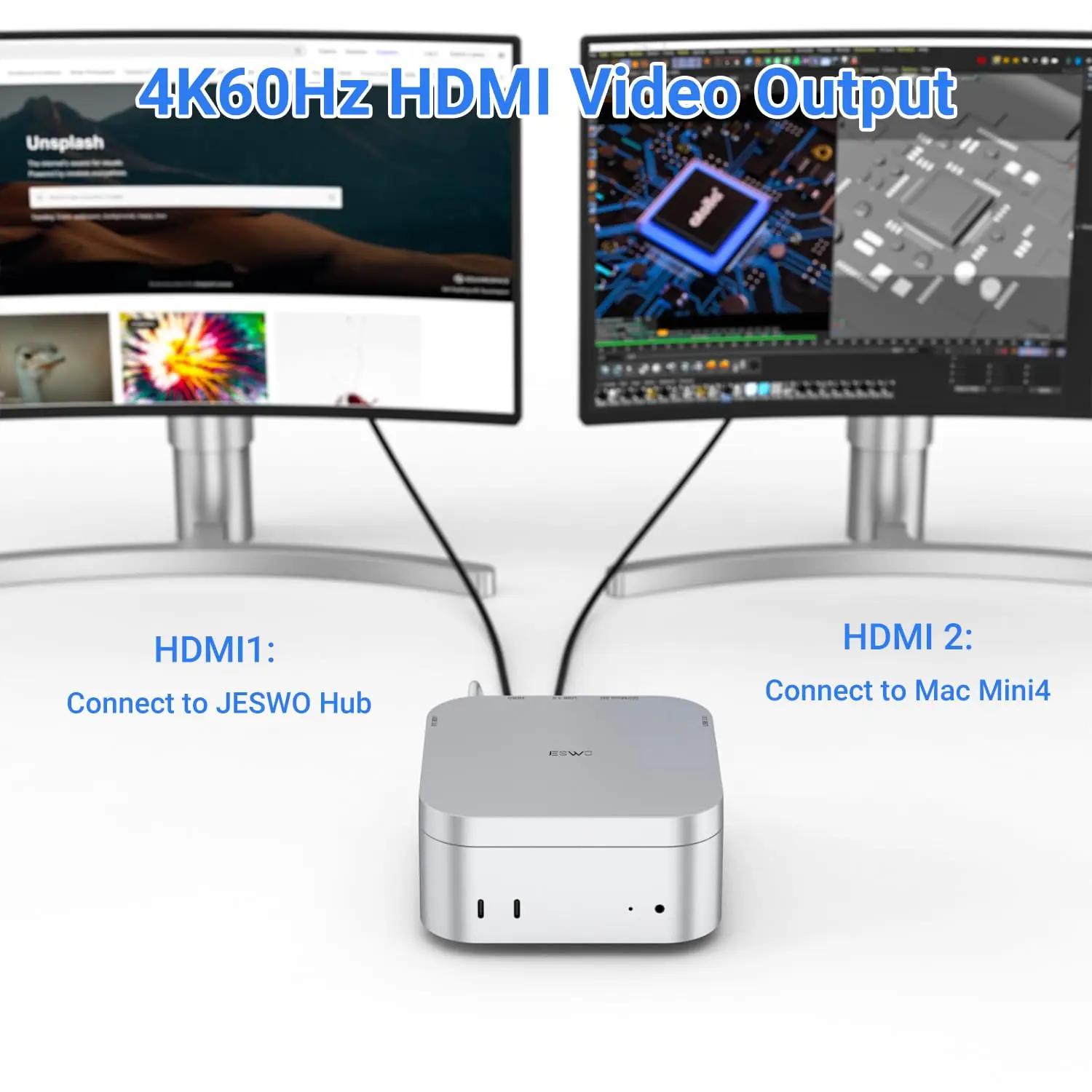 JESWO USB-C dockingstation Mac Mini jaoks – pakend ja tarvikud