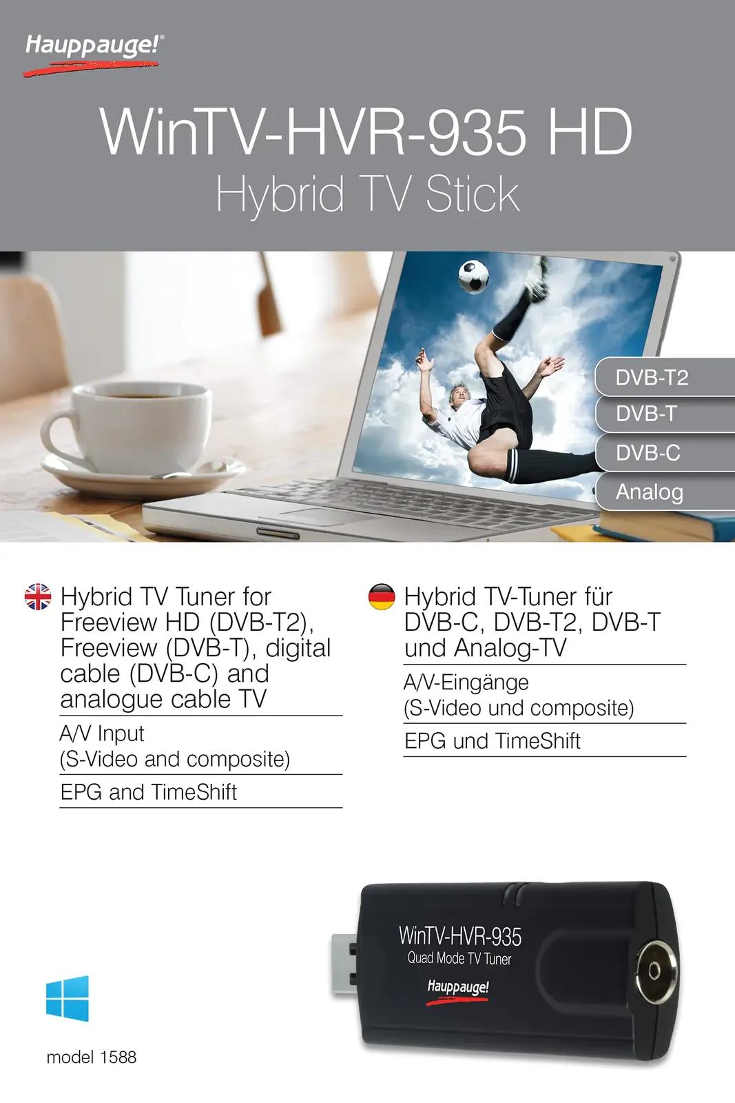 Hauppauge USB-TV-tuuner — digitaalne ja analoogne vaatamine – pakend ja tarvikud