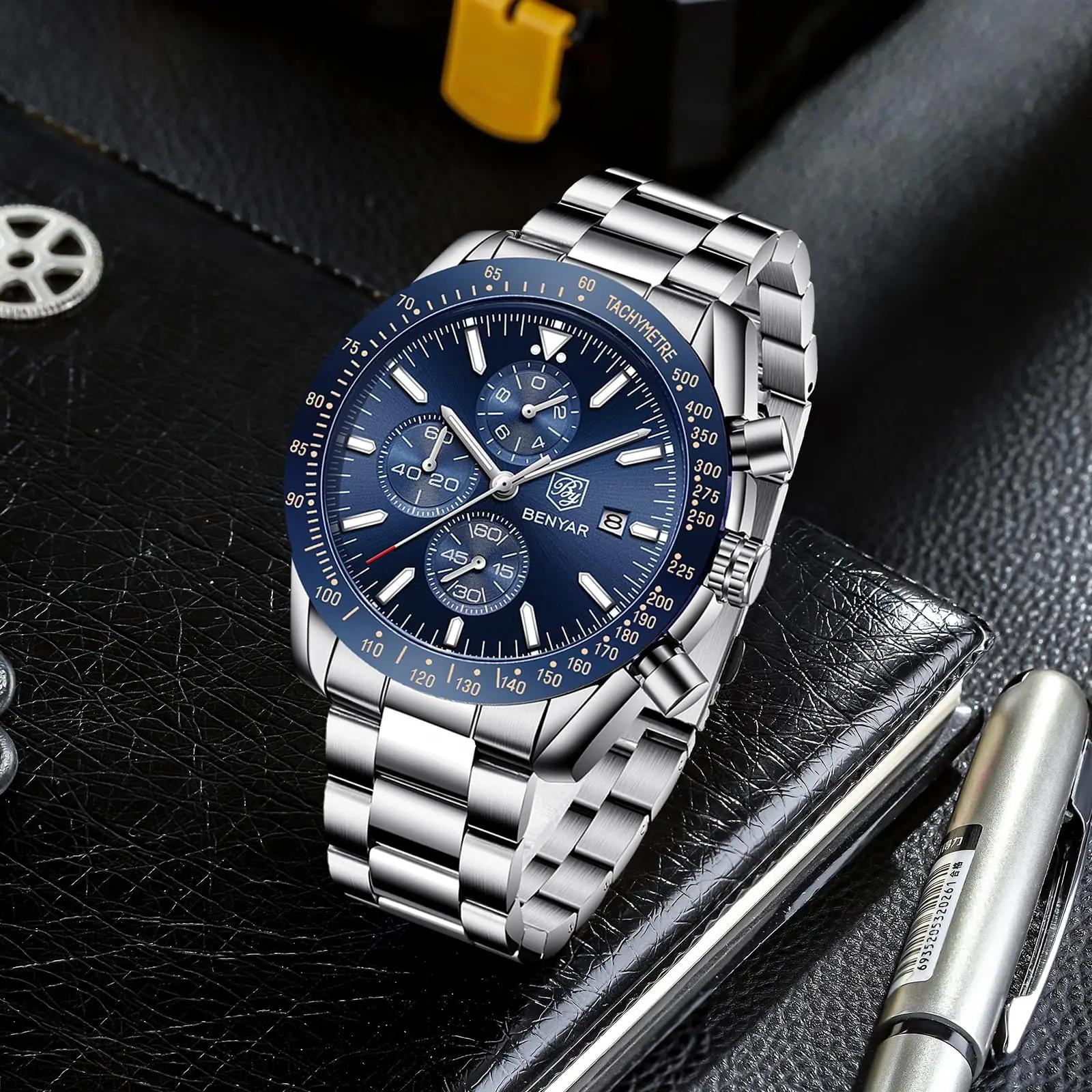 BENYAR terasest meeste käekell – veekindel, chronograph – kasutusnäide