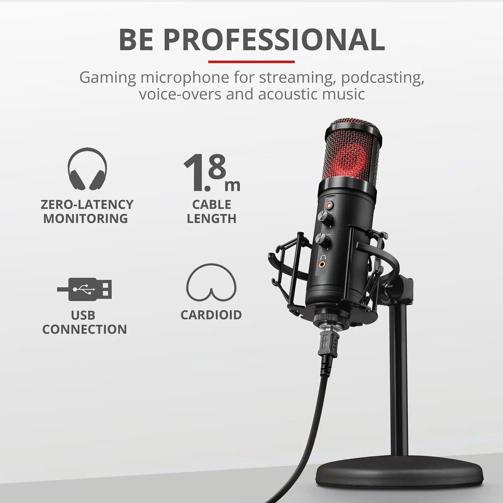 Trust Gaming GXT 256 Exxo microfon — metall – detailne vaade