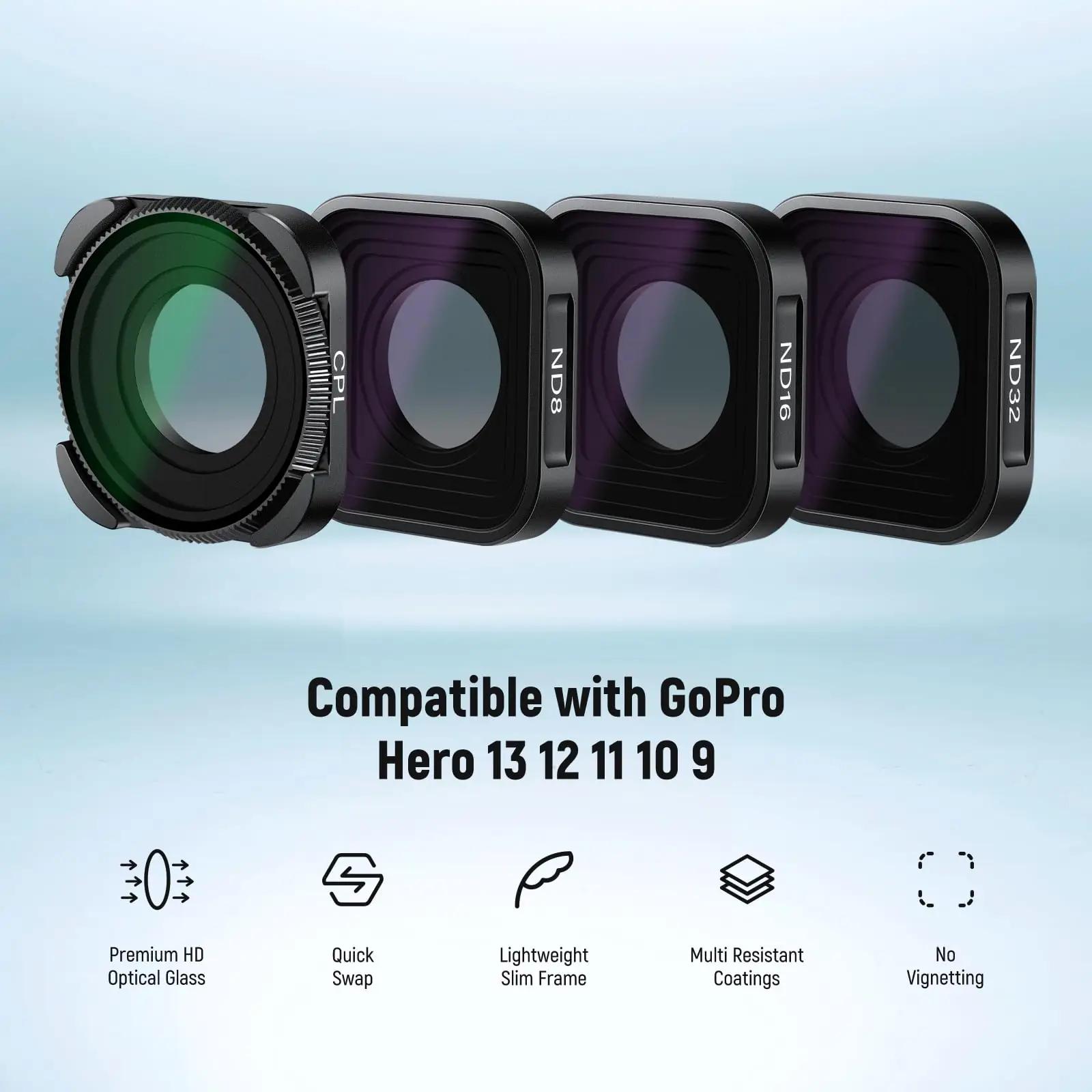 NEEWER klaasist ND&CPL filtrikomplekt GoPro kaameratele — – detailne vaade