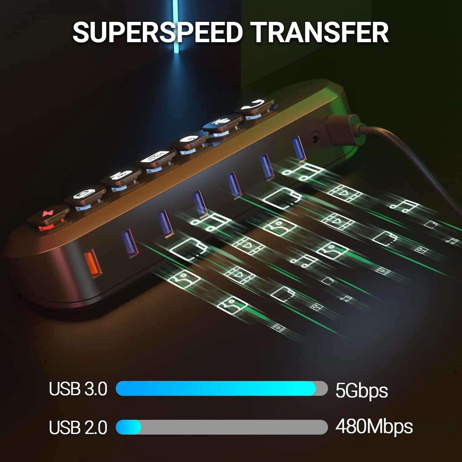 atolla must plastist 7-pordiline USB-hub – kasutusnäide
