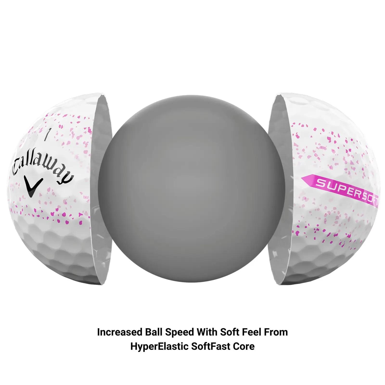 Callaway pehmed golfipallid – Supersoft 2023 roosa Splatter – kasutusnäide