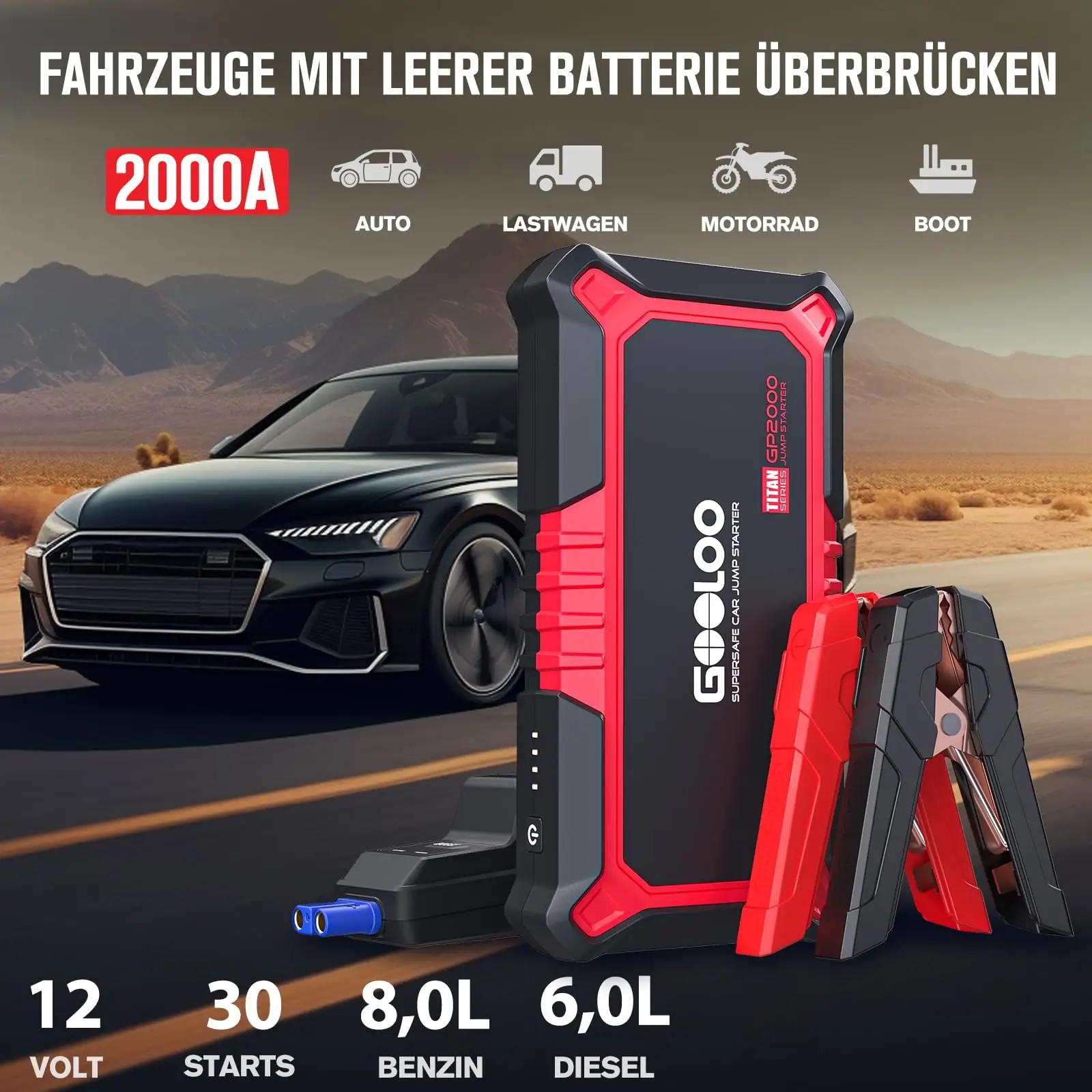 GOOLOO starthilfe powerbank – turvaline autoabi ja kiirlaadija – detailne vaade