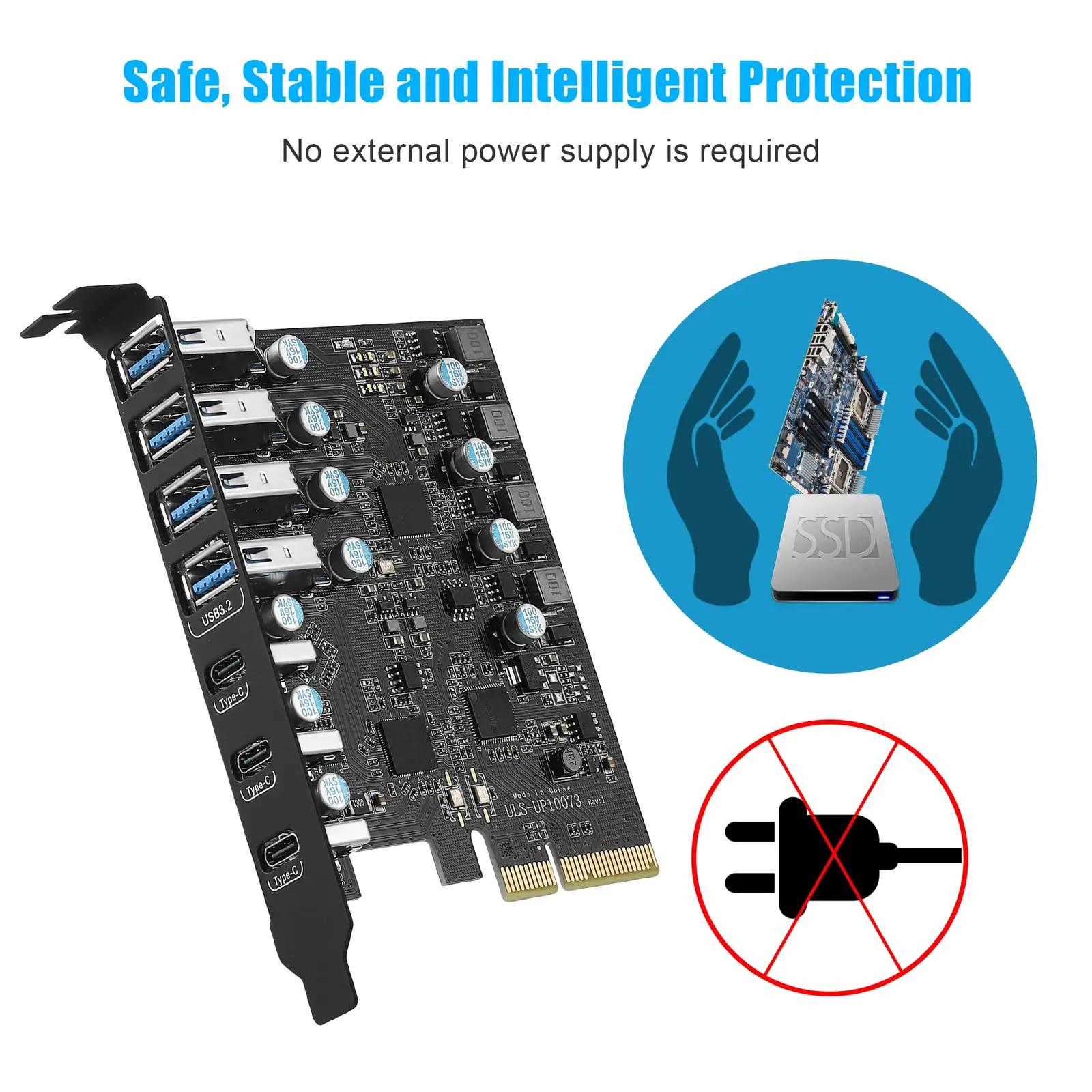 FARBOKO sisemine PCIe USB 3.2 kaart — kiire 7-portne lahendus – kasutusnäide