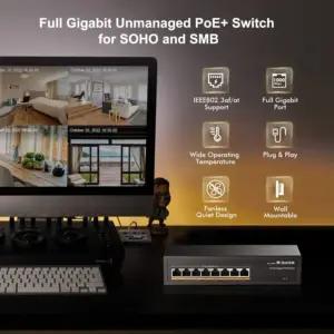 MokerLink 8 Gigabit PoE arvutid ja tarvikud – detailne lähivaade