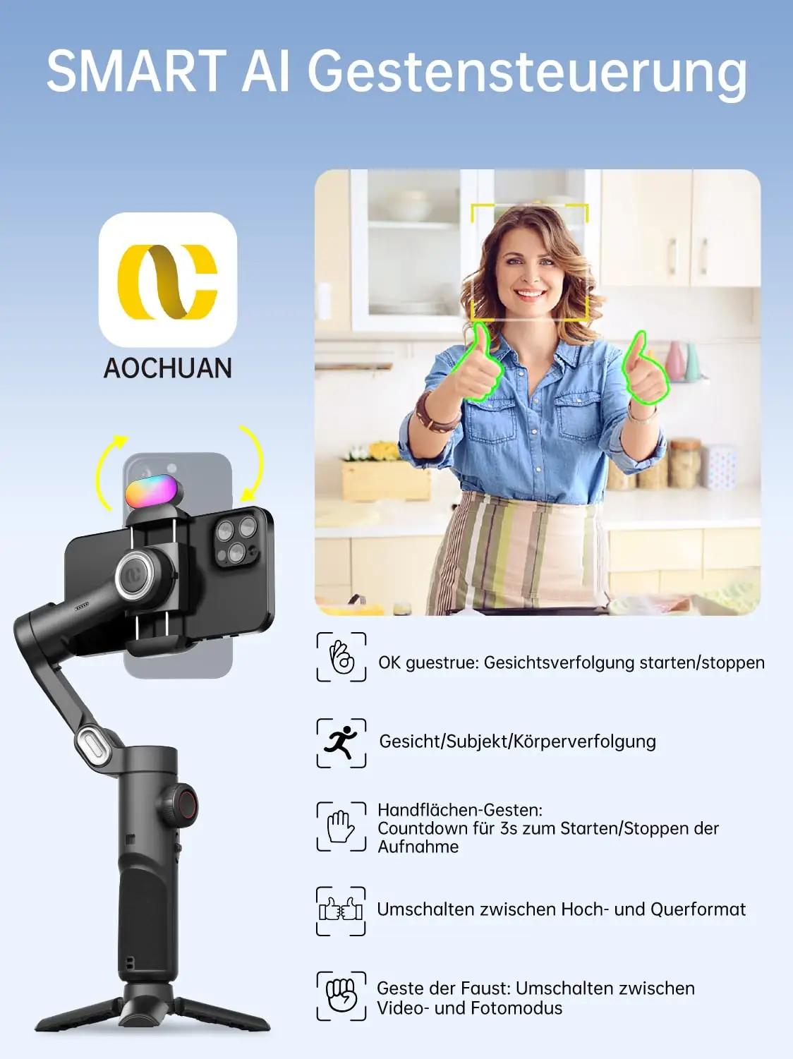 AOCHUAN nutikas 3-teljeline telefonistabilisaator – lisavaade