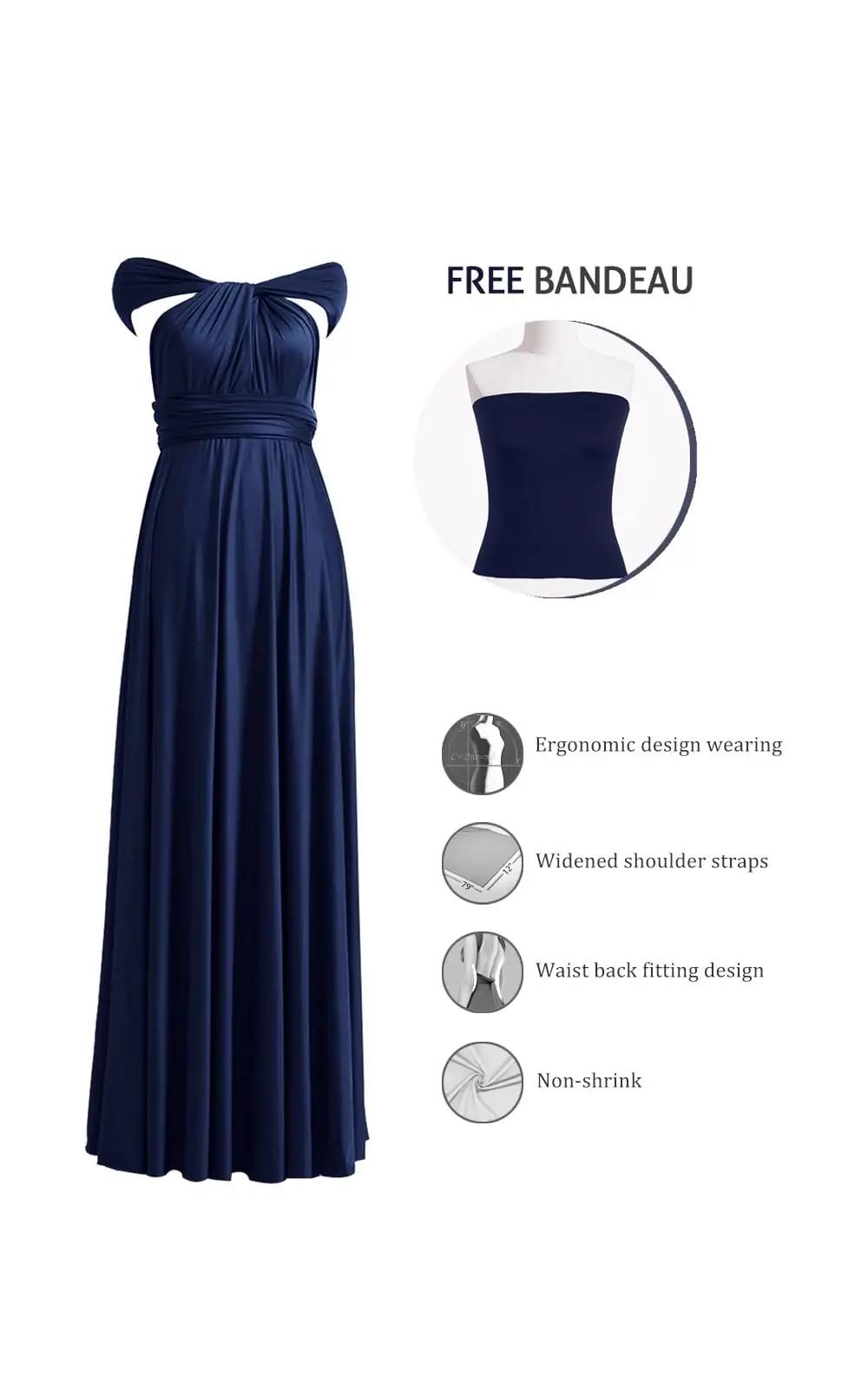 72styles elegantne mitmeviisiline maxi-kleit – polüester, sinine – detailne vaade