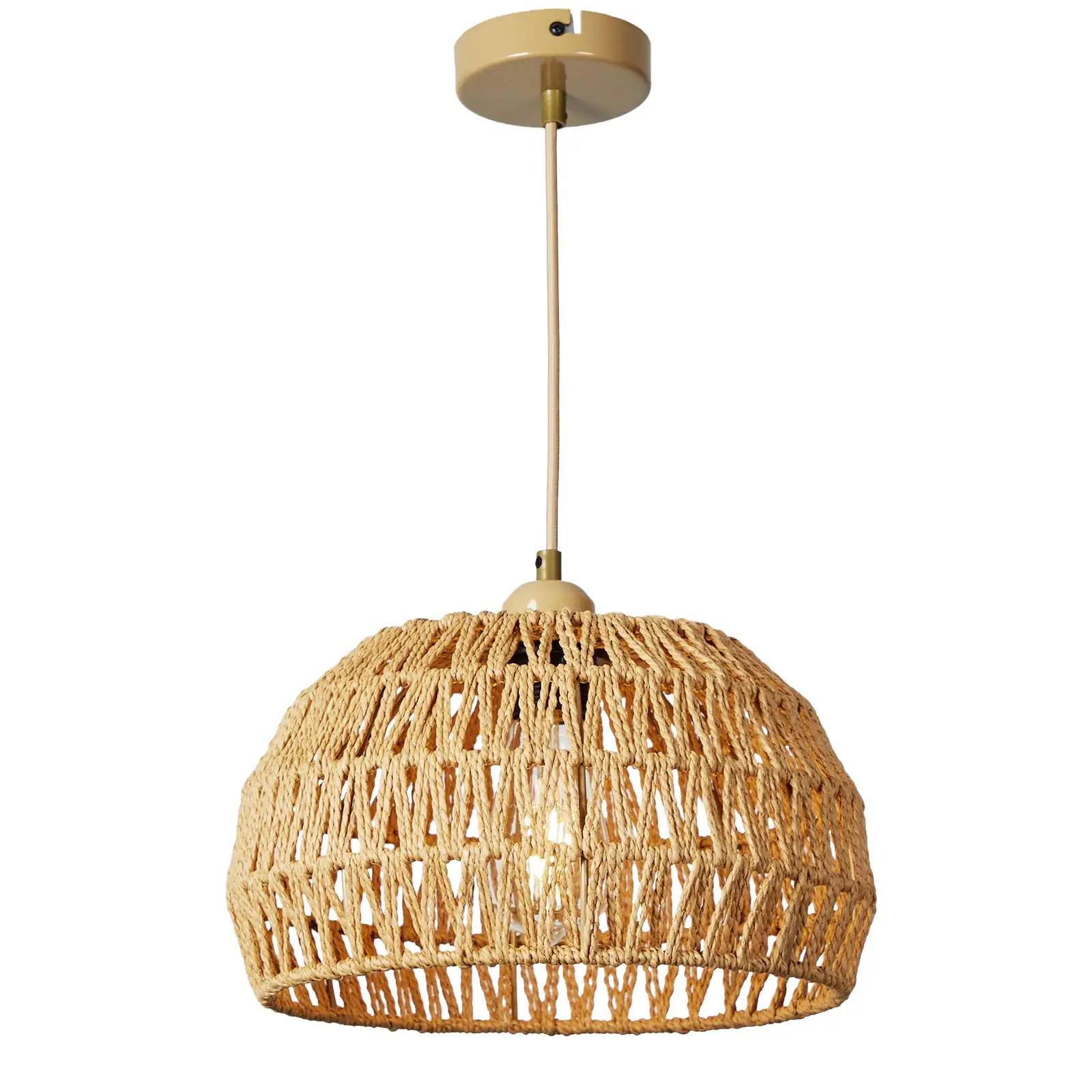 FORCOSO rottingist boho ripatslamp – naturaalne meeleolu Ø30cm