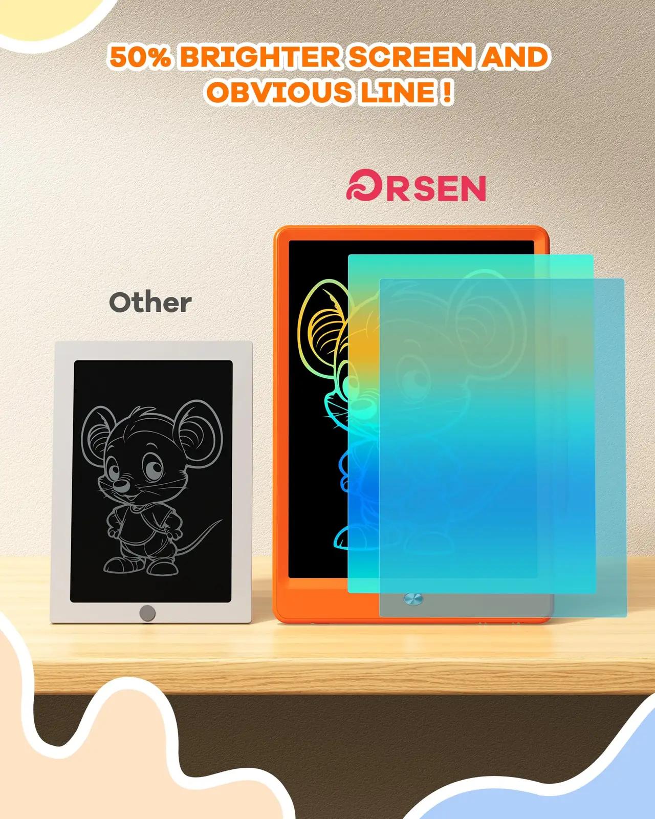 ORSEN oranž 10″ LCD kirjutuslaud lastele – vastupidav ABS – kasutusnäide