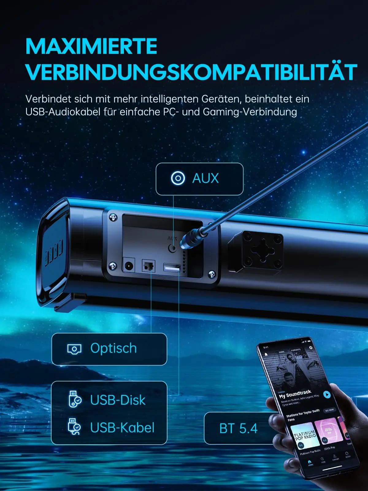 MEVOSTO 2.1 mini soundbar integreeritud subwooferiga – pilt 6