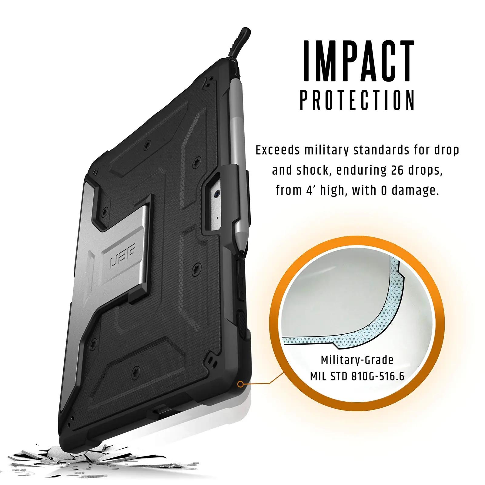 URBAN ARMOR GEAR kaitsev alumiiniumkate Surface Go jaoks – pakend ja tarvikud