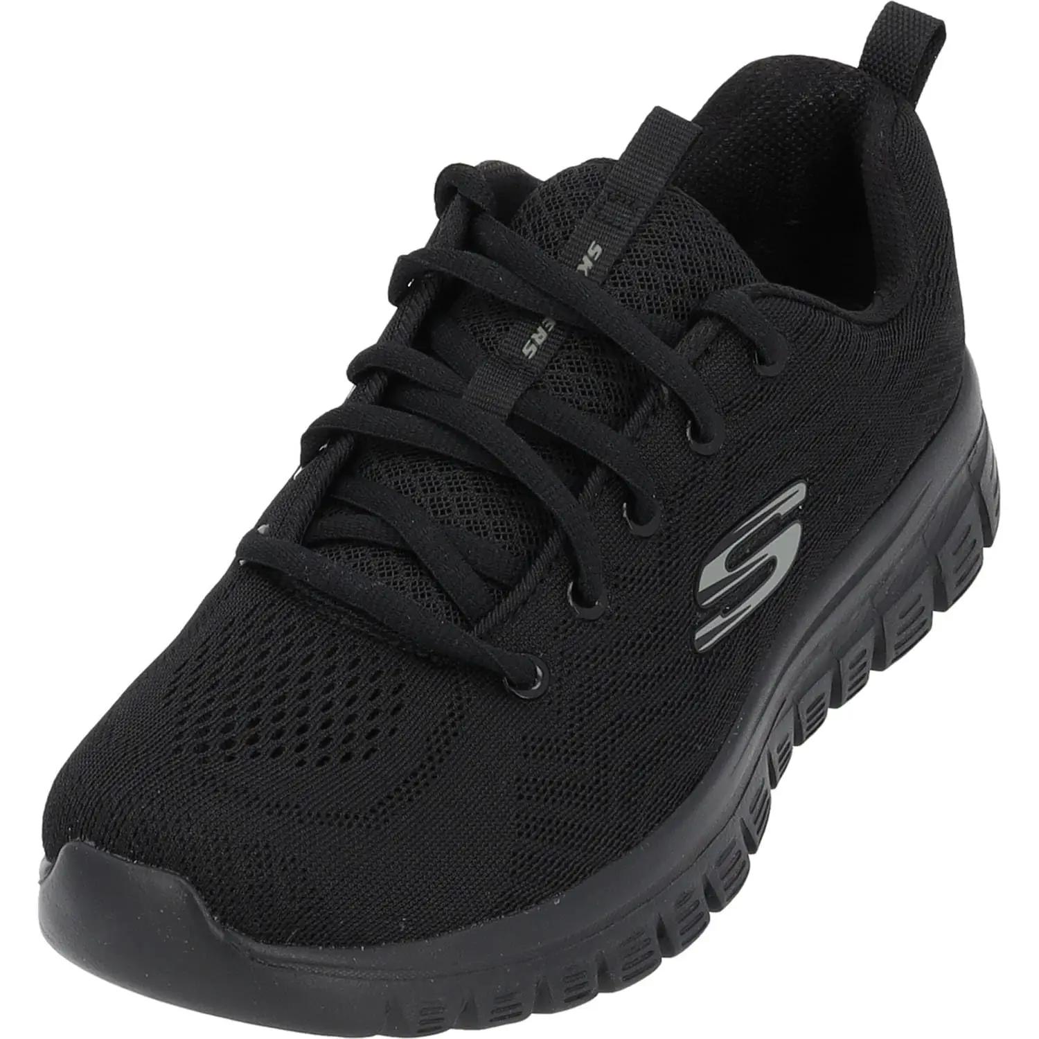 Skechers musta võrguga spordijalats — mugav igapäevaseks