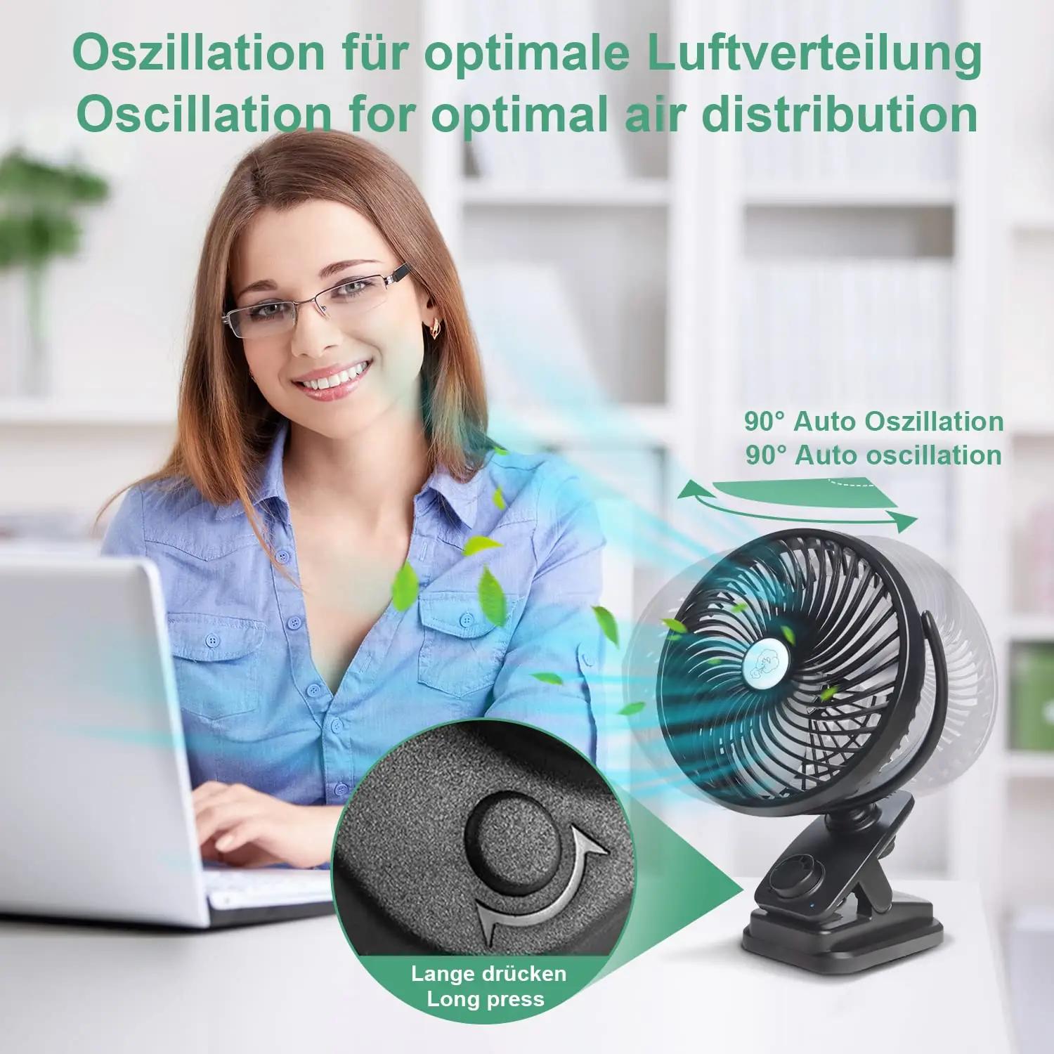AidSci kaasaskantav 10000mAh laetav ventilaatormudel F370-Hei – detailne vaade