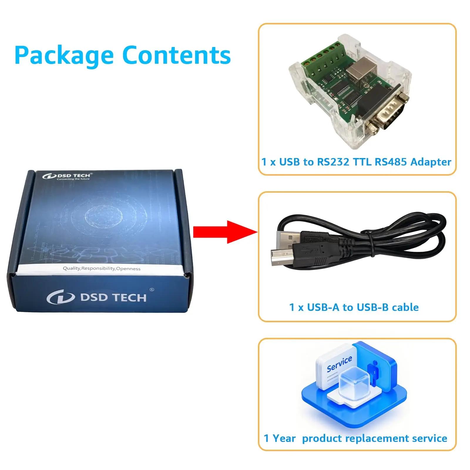 DSD TECH valge 3-in-1 adapter: USB→RS232/TTL/RS485 – pilt 8