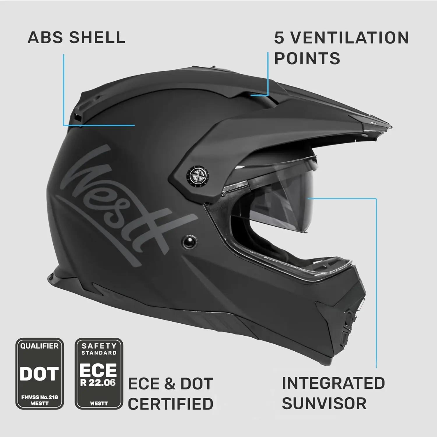 Westt matt must ABS-materjalist motokross kiiver – detailne vaade