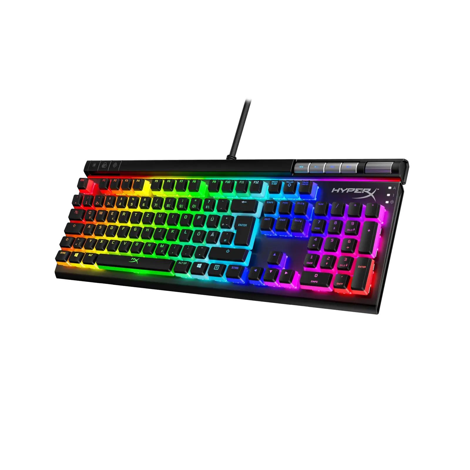 HyperX mehaaniline mänguklaviatuur — vastupidav ABS, RGB valgus – pakend ja tarvikud