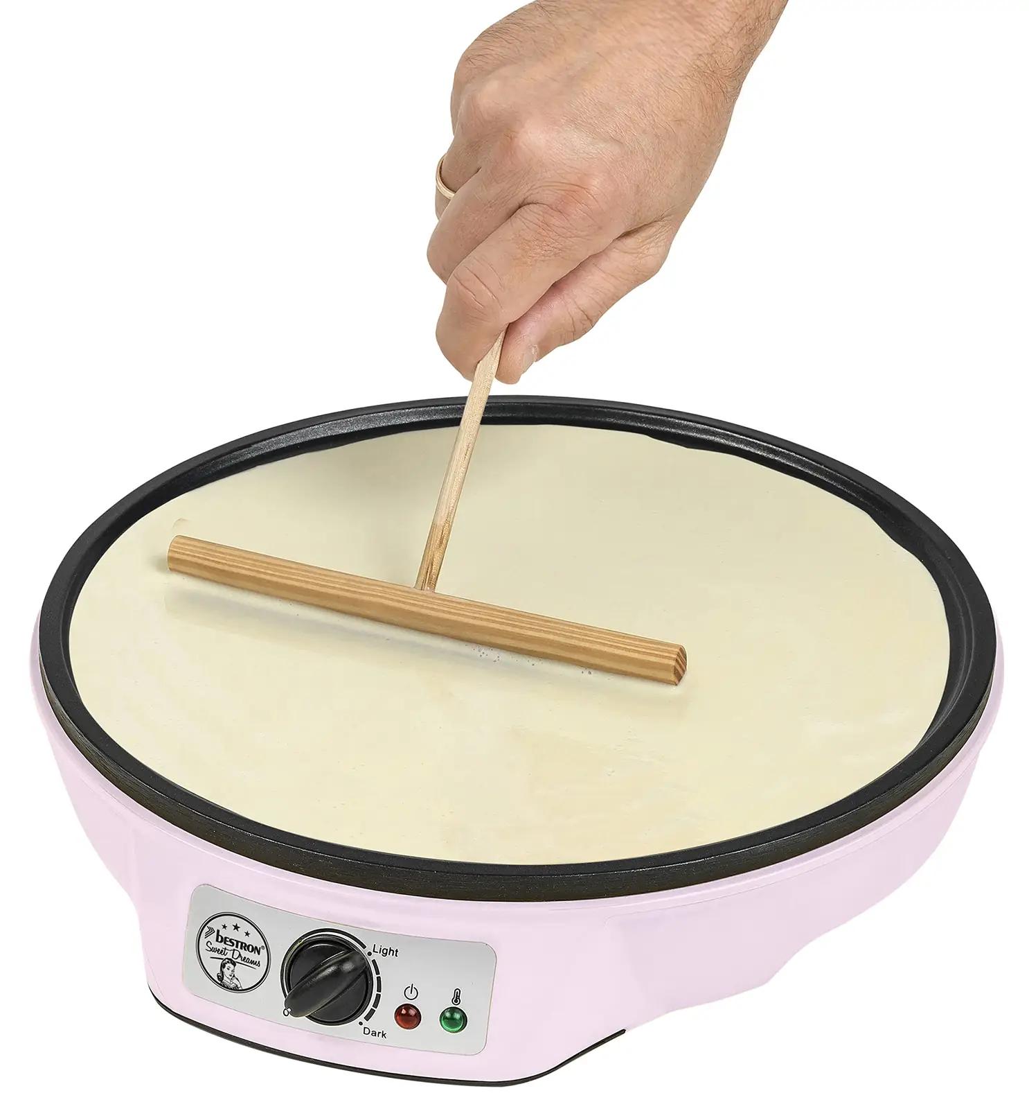 Bestron roosa retro pannkookide valmiskomplekt – 30 cm pliit – detailne vaade