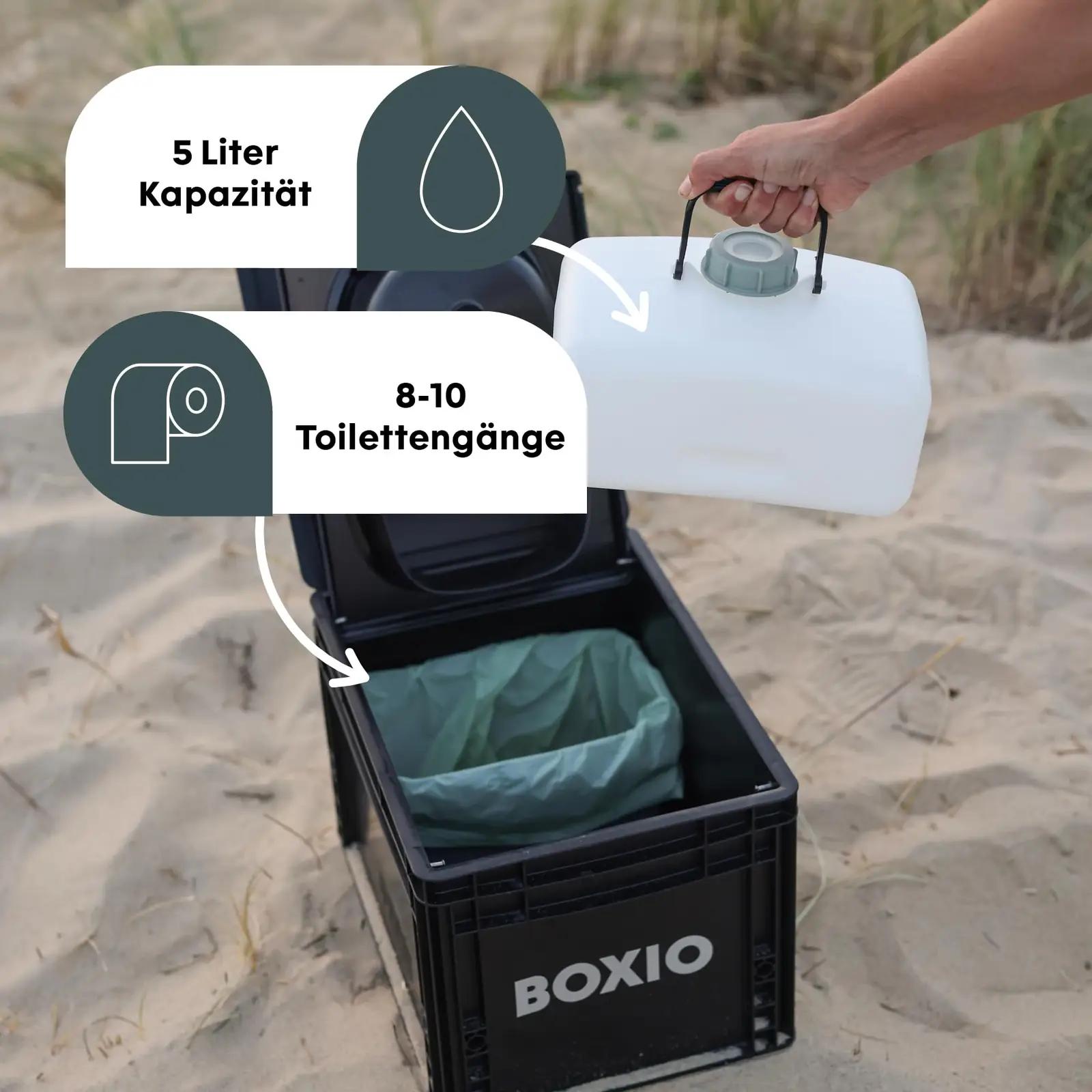 BOXIO kompaktne kempsu 40×30 cm — mugav reisikemikaalivaba – detailne vaade