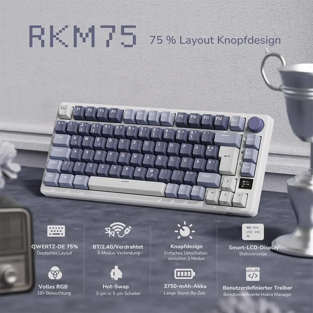 RK ROYAL KLUDGE lavendelvioletne 75% mehaaniline klaviatuur – detailne vaade