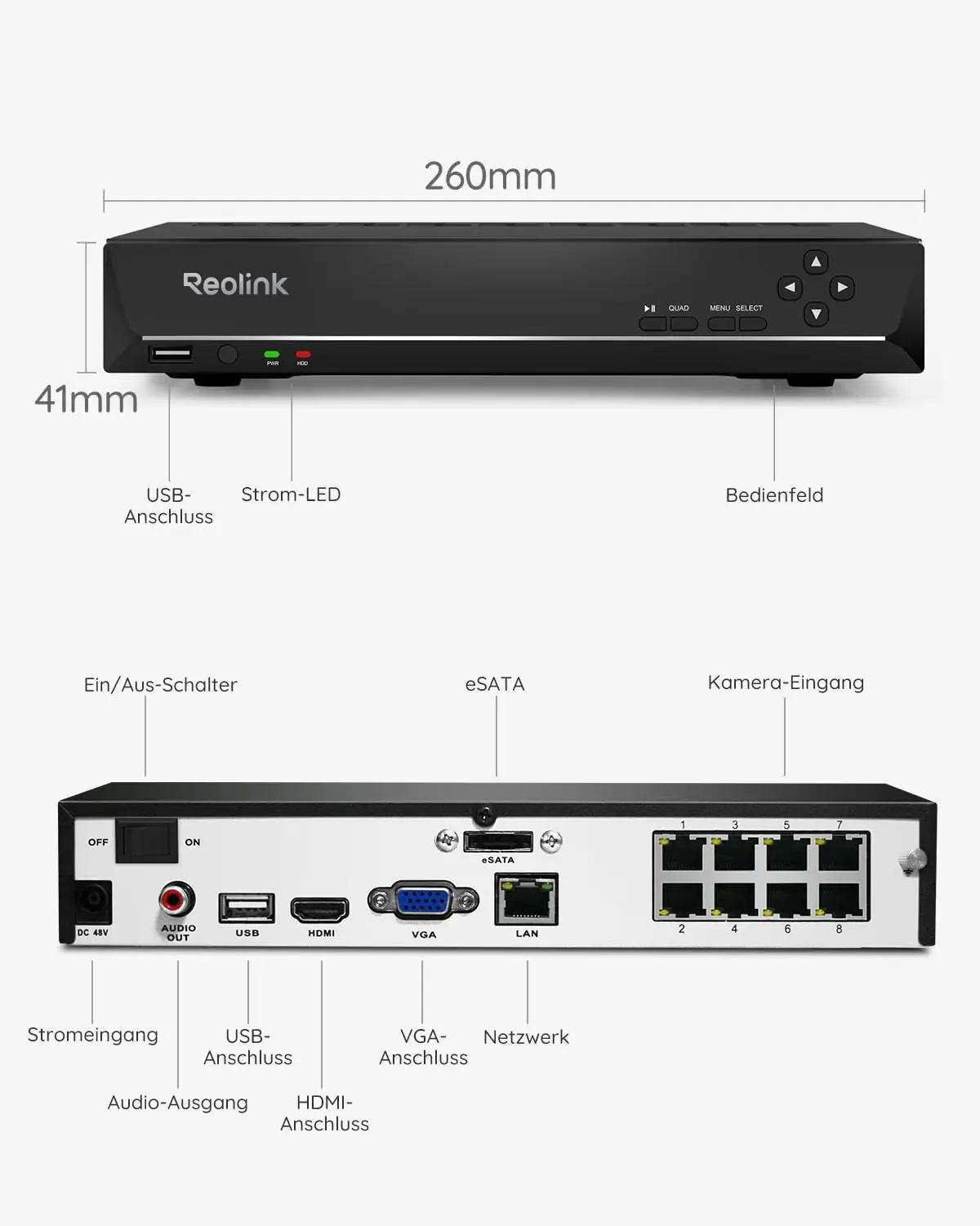Reolink turvaline 8CH 4K PoE NVR salvesti – 2TB kõvaketas – pilt 6