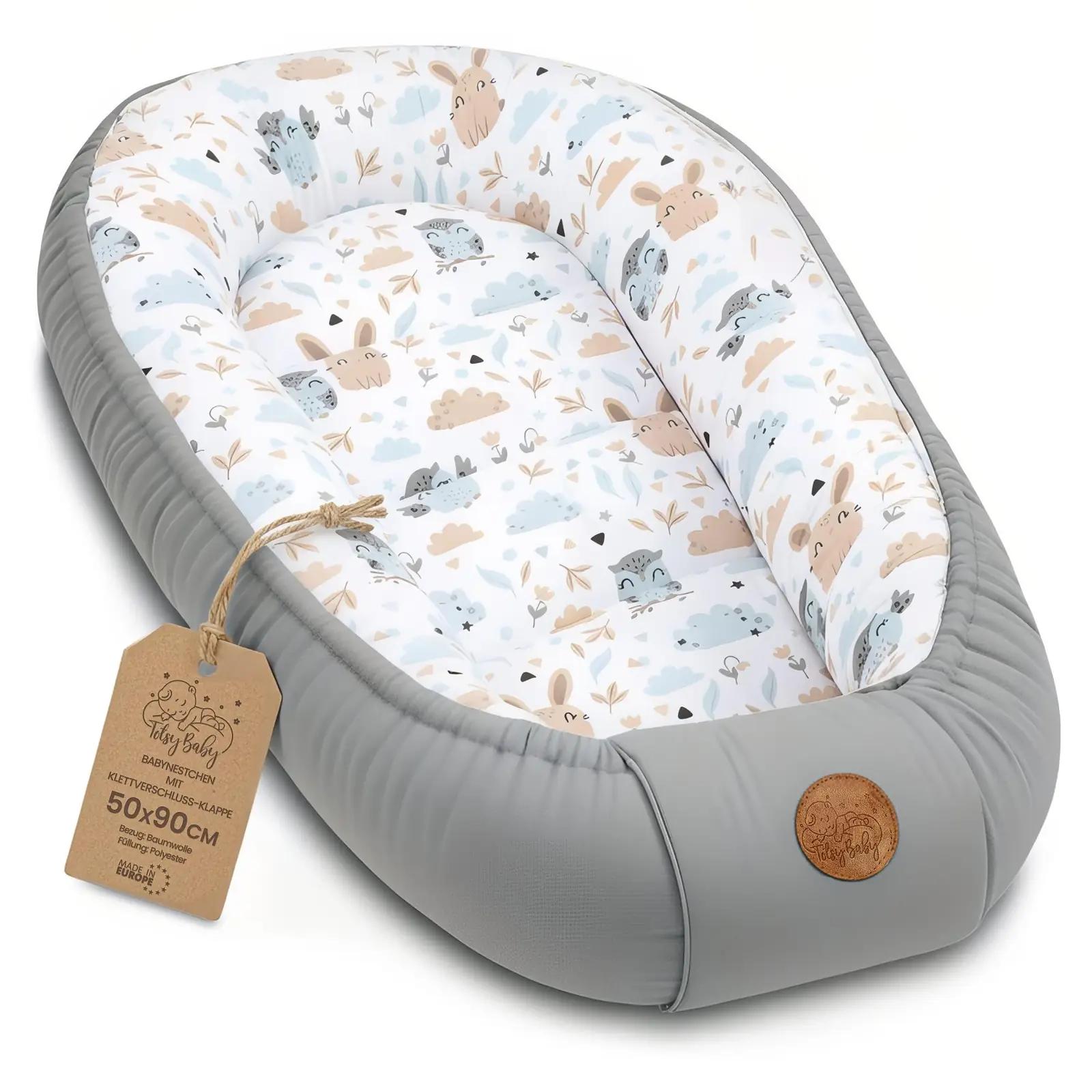 Totsy Baby pehme puuvillane babynest 90×50 cm Eulen