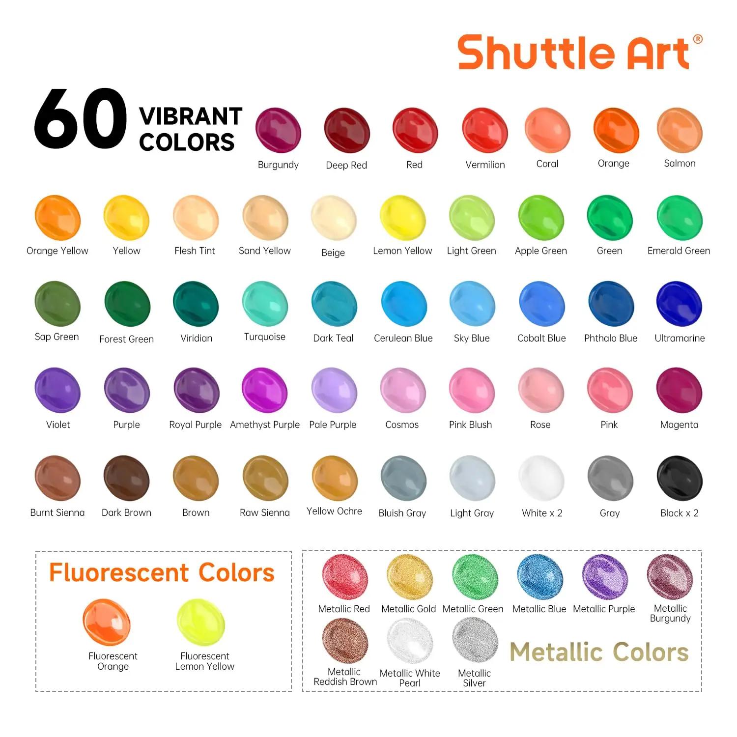 Shuttle Art akrüülvärvid komplekt — rikkalik 60 värvi komplekt – kasutusnäide
