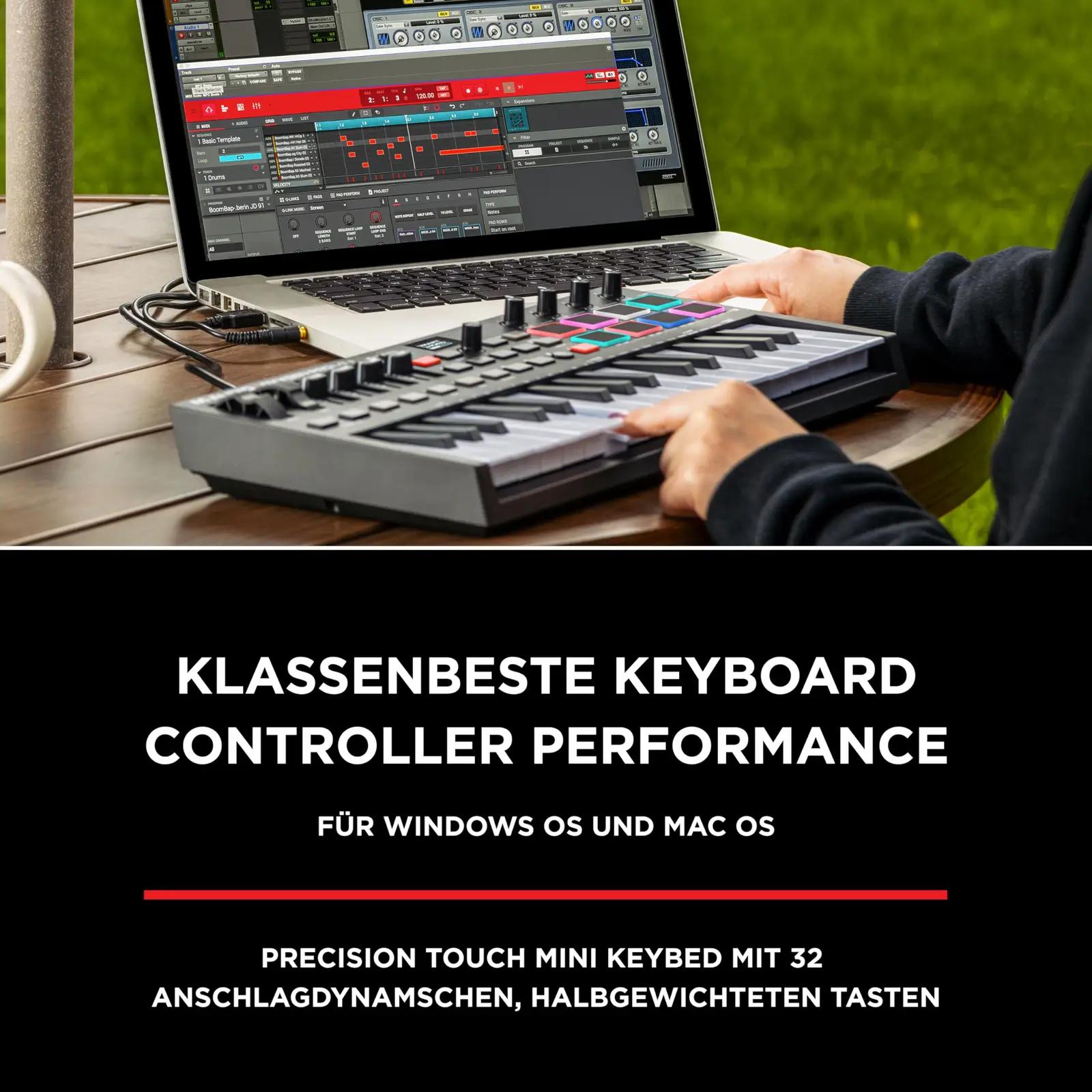 M-AUDIO süsinikmust MIDI-klaviatuur 32 klahviga — kompaktne – detailne vaade