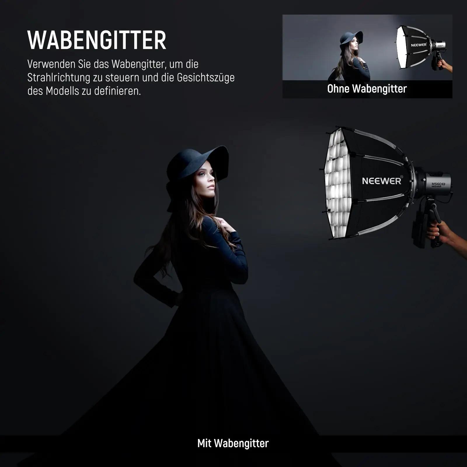 NEEWER alumiiniumist 45cm kaheksanurkne softbox – kasutusnäide