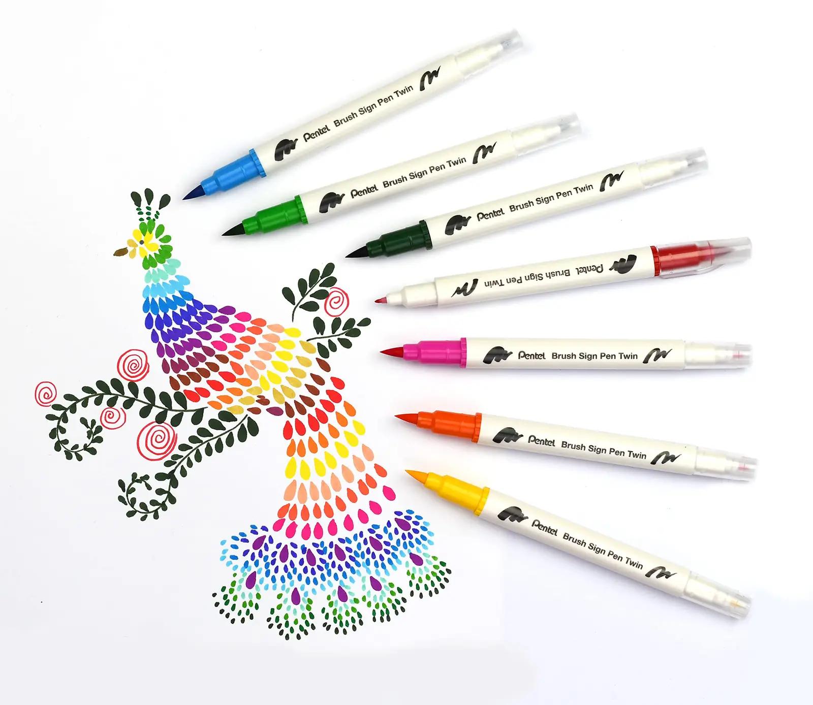 Pentel värviline Brush Sign Pen komplekt – 30 pehmet värtust – pilt 6