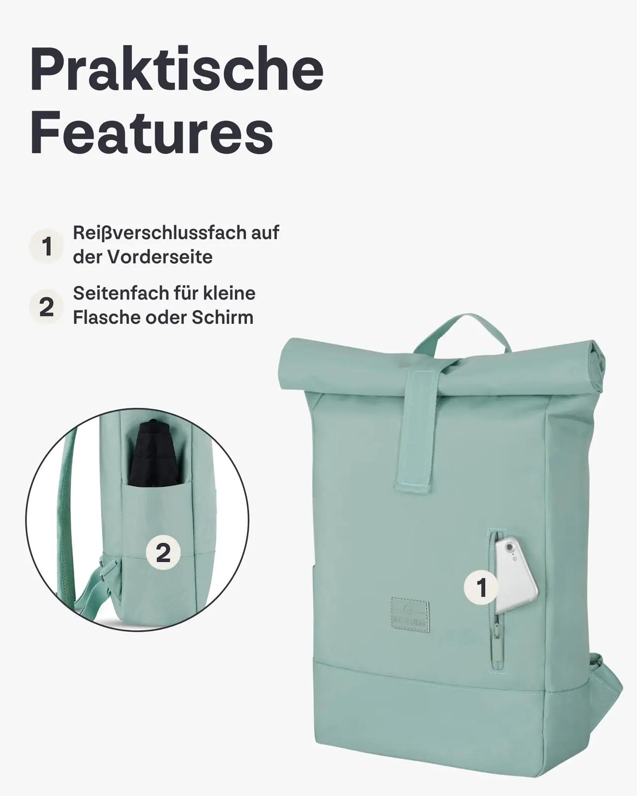 Johnny Urban mint värvi veekindel rolltop-rüüsel 15L seljakott – pilt 6