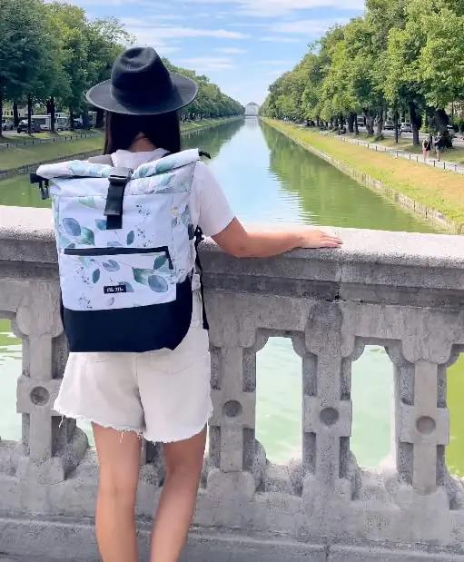 Ela Mo elegantne rolltop seljakott – veekindel ja turvaline – detailne vaade