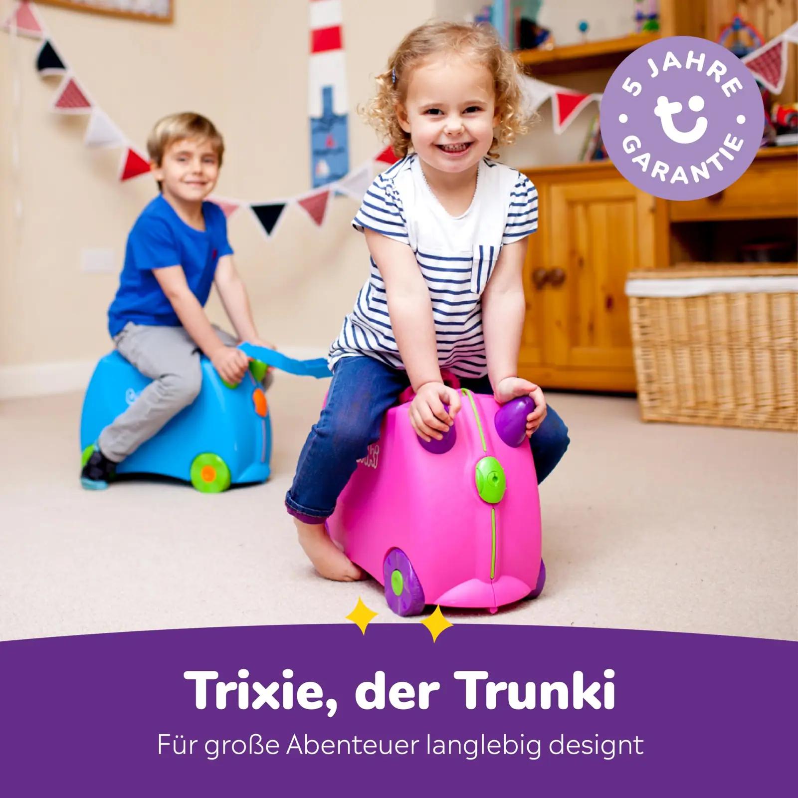 TRUNKI roosa kare lasteistmega reisikohver — istumiseks ja – lisavaade