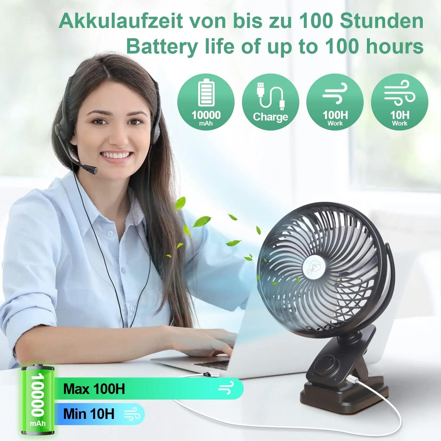 AidSci kaasaskantav 10000mAh laetav ventilaatormudel F370-Hei – pakend ja tarvikud